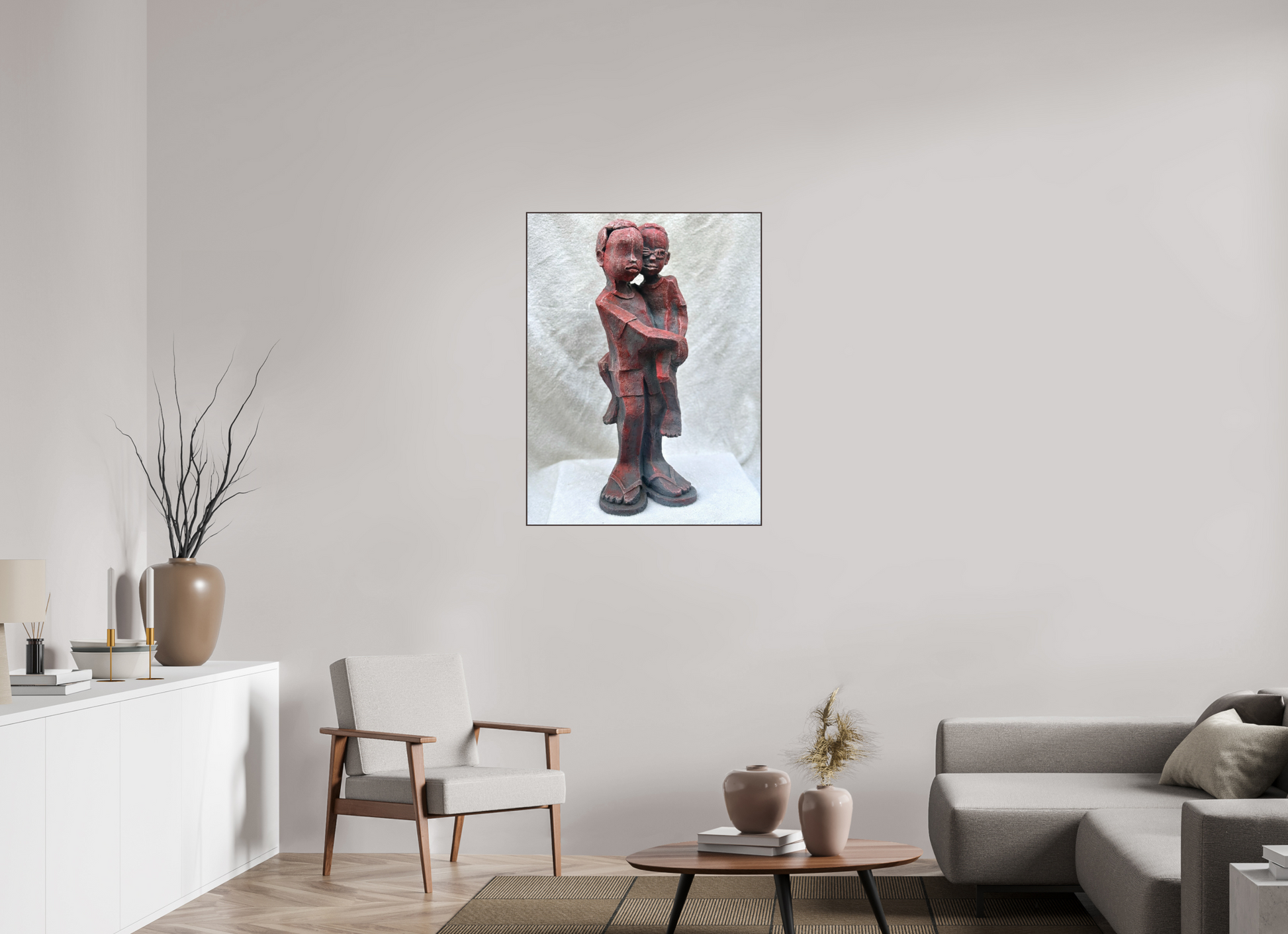 75 x 100 cm, Fine Art Print On Alu-Dibond Framed With Artbox Brown Love And Responsibility - Fine Art Print On Alu-Dibond