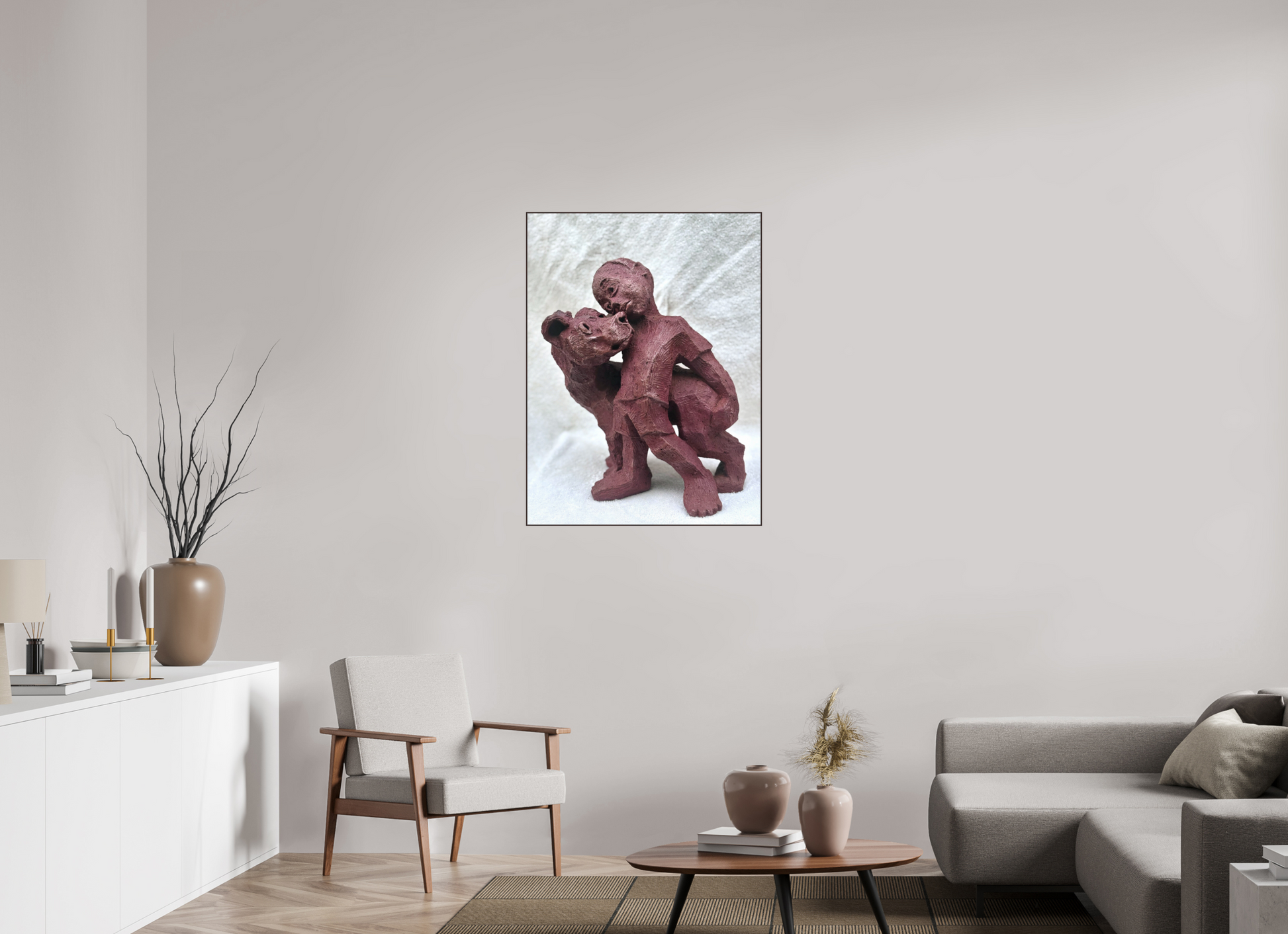 75 x 100 cm, Fine Art Print On Alu-Dibond Framed With Artbox Brown Friendship - Fine Art Print On Alu-Dibond