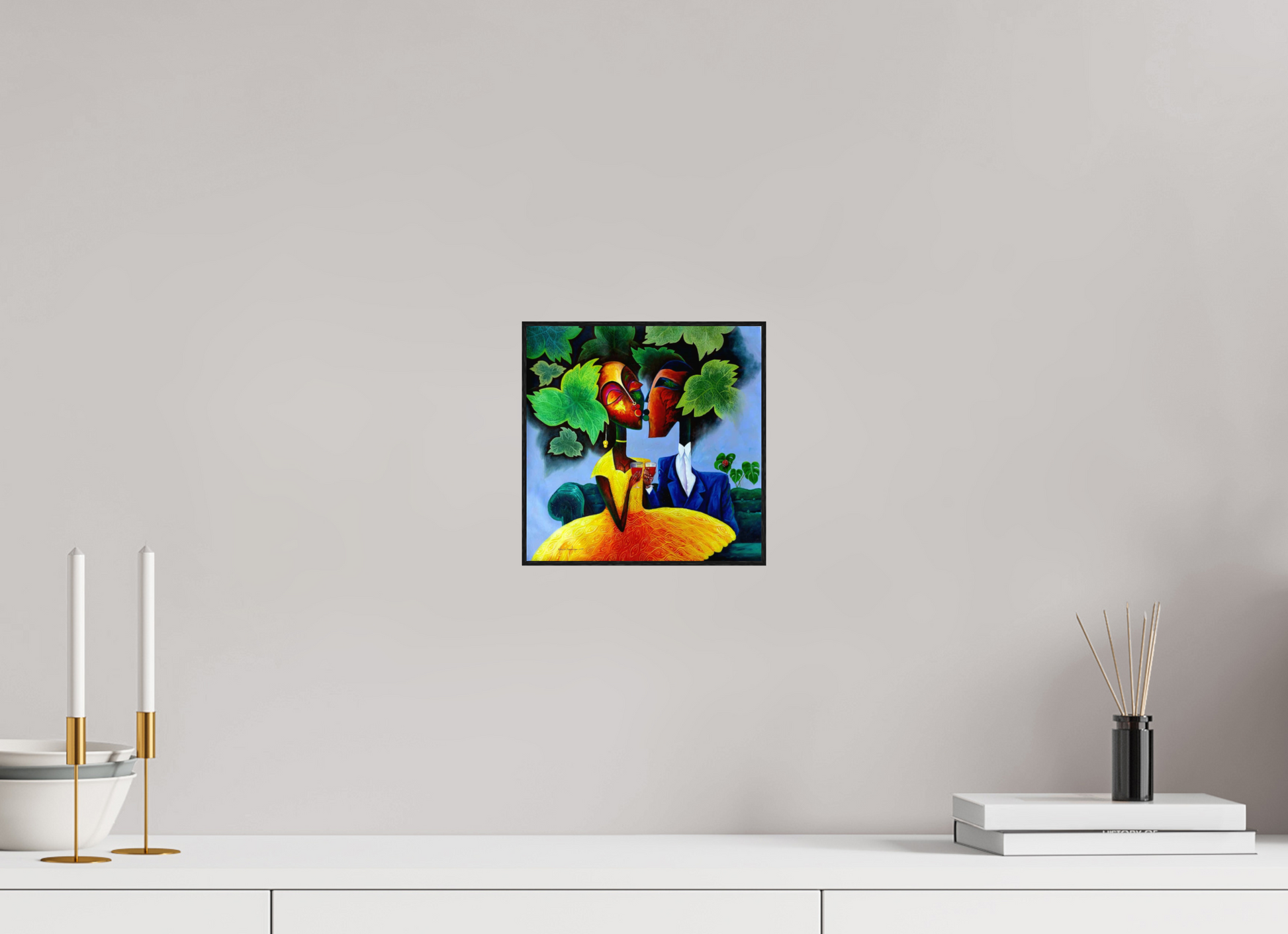 20 x 20 cm, Fine Art Print On Alu-Dibond Framed With Artbox Black Harmony I - Fine Art Print On Alu-Dibond