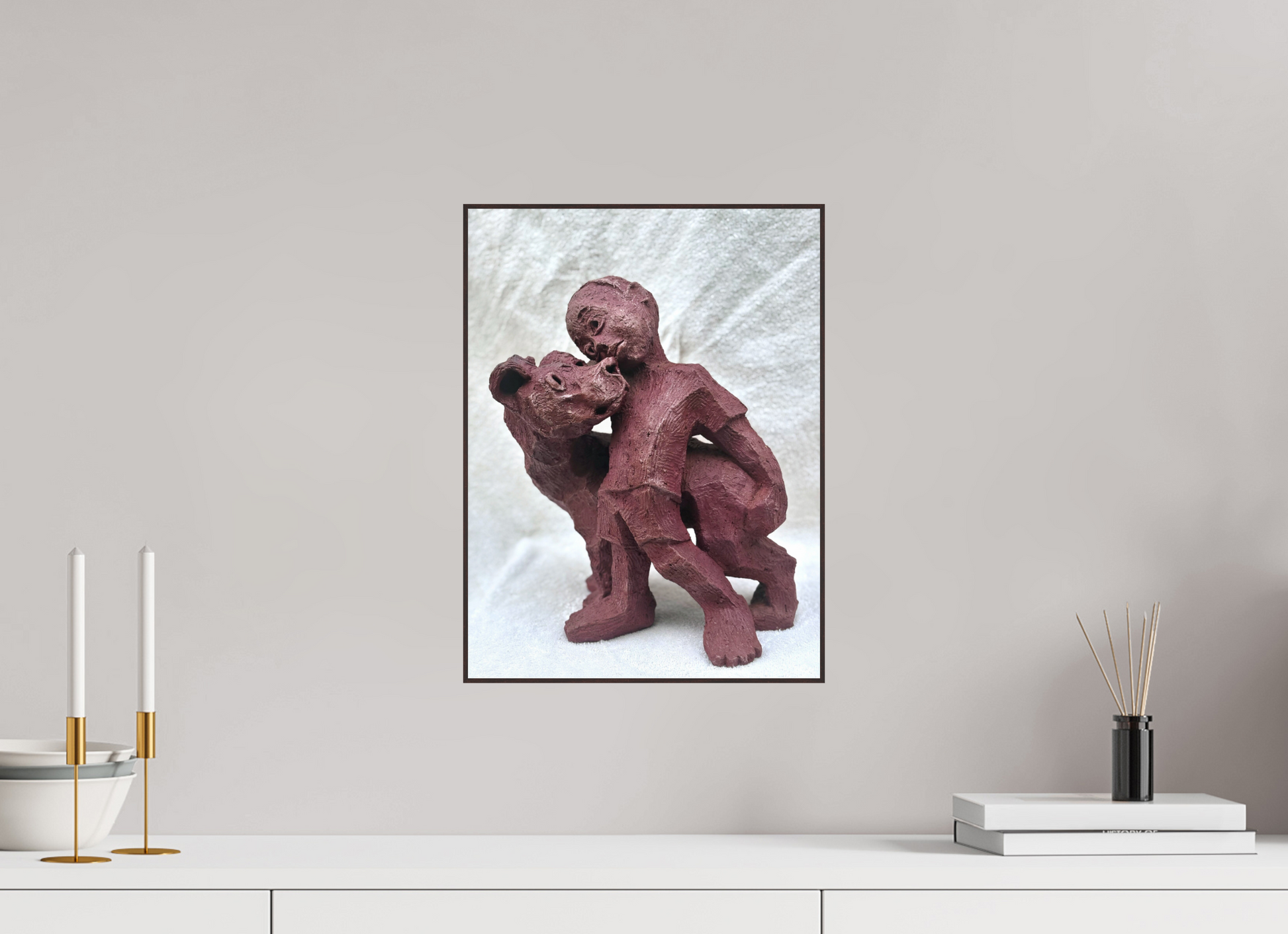 30 x 40 cm, Fine Art Print On Alu-Dibond Framed With Artbox Brown Friendship - Fine Art Print On Alu-Dibond