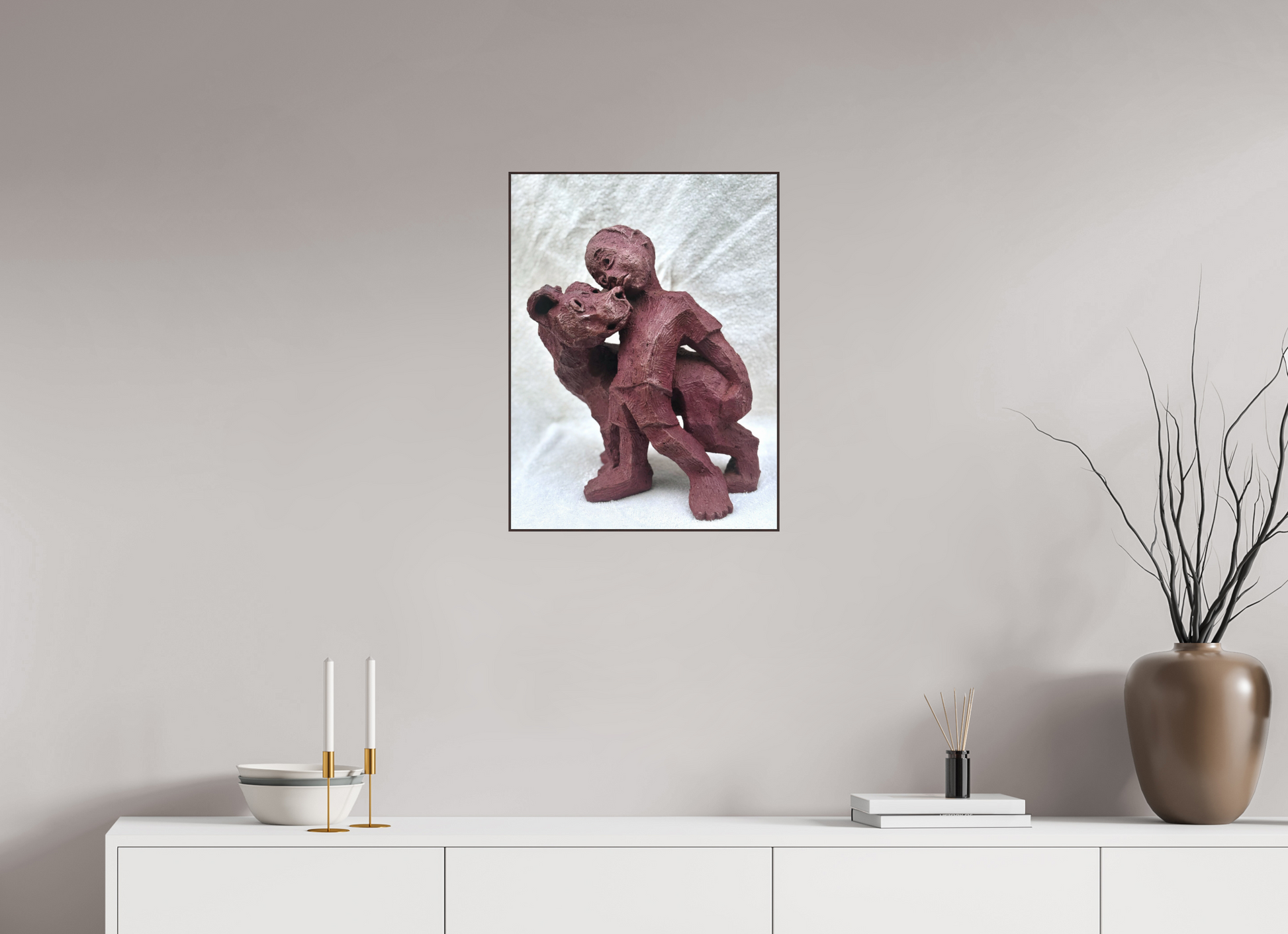 45 x 60 cm, Fine Art Print On Alu-Dibond Framed With Artbox Brown Friendship - Fine Art Print On Alu-Dibond