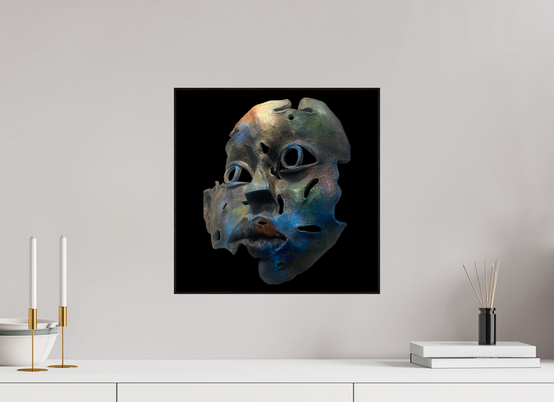 40 x 40 cm, Fine Art Print On Alu-Dibond Framed With Artbox Black Scars Of Identity - Fine Art Print On Alu-Dibond