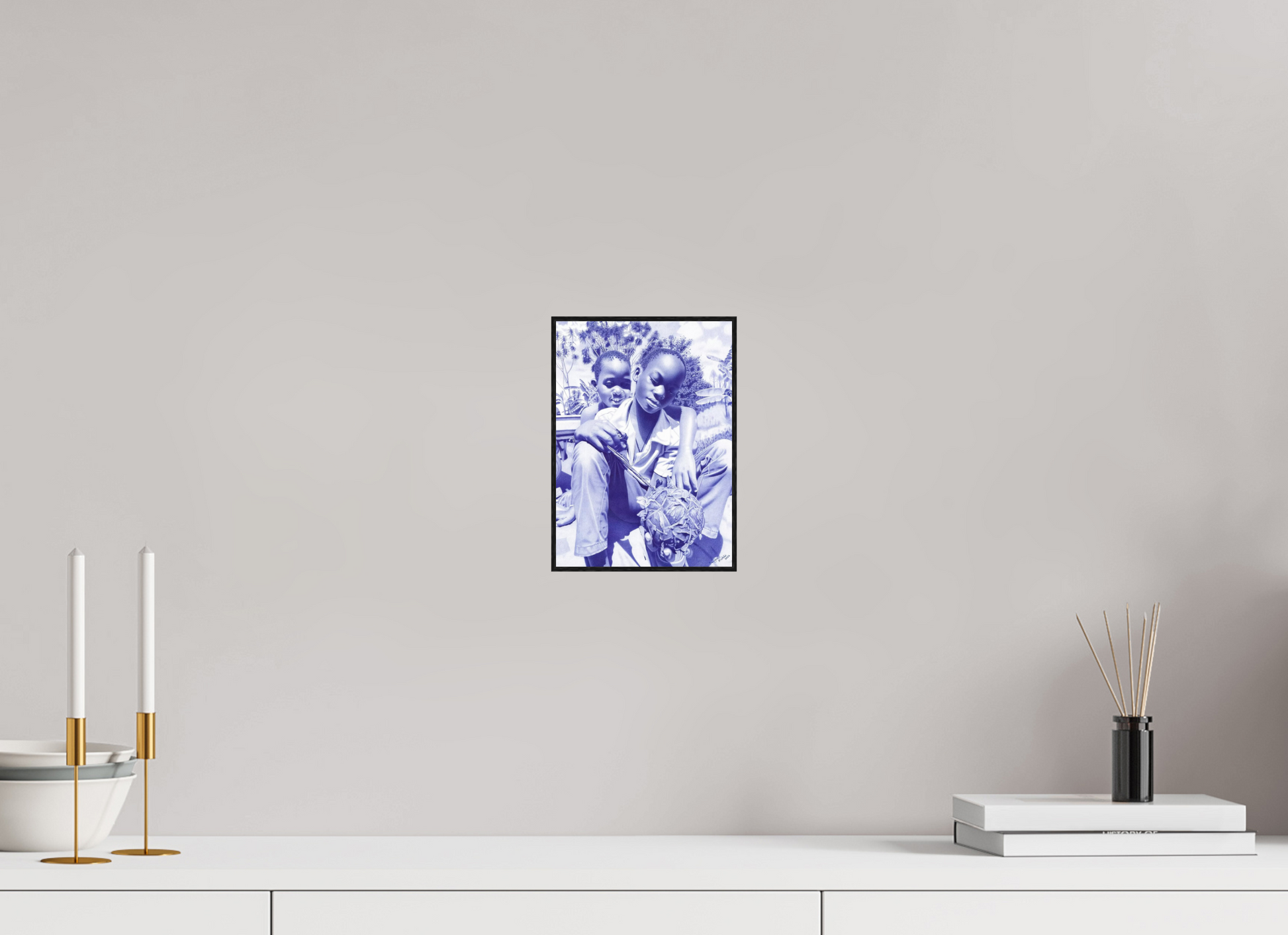 15 x 20,9 cm, Fine Art Print On Alu-Dibond Framed With Artbox Black The Villager I - Fine Art Print On Alu-Dibond