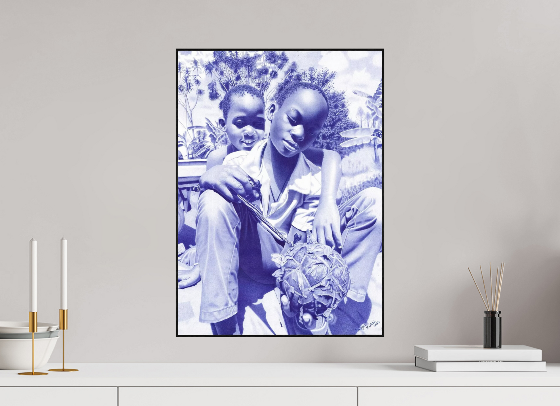 40 x 55,7 cm, Fine Art Print On Alu-Dibond Framed With Artbox Black The Villager I - Fine Art Print On Alu-Dibond