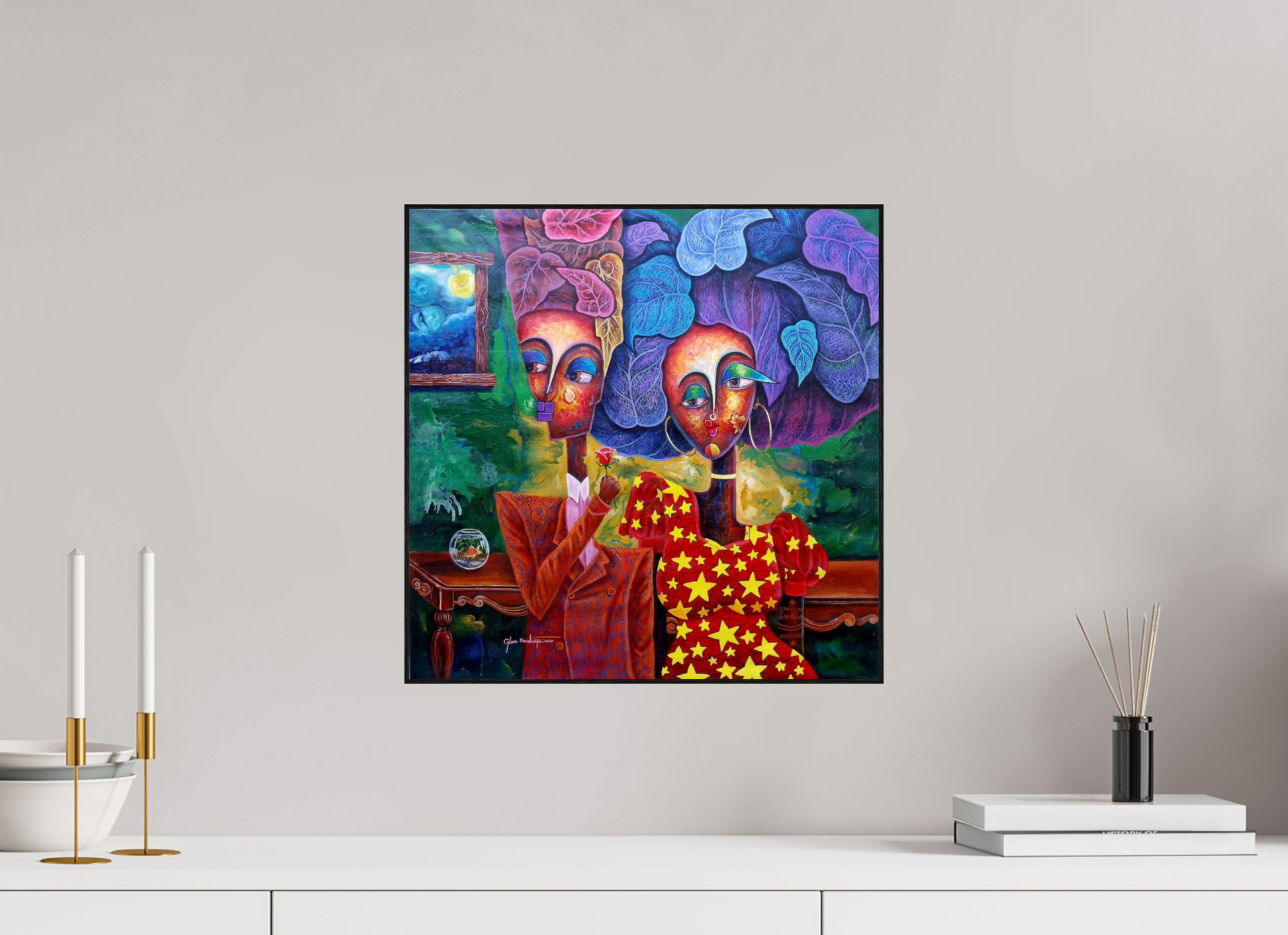 40 x 40 cm, Fine Art Print On Alu-Dibond Framed With Artbox Black Harmony II - Fine Art Print On Alu-Dibond
