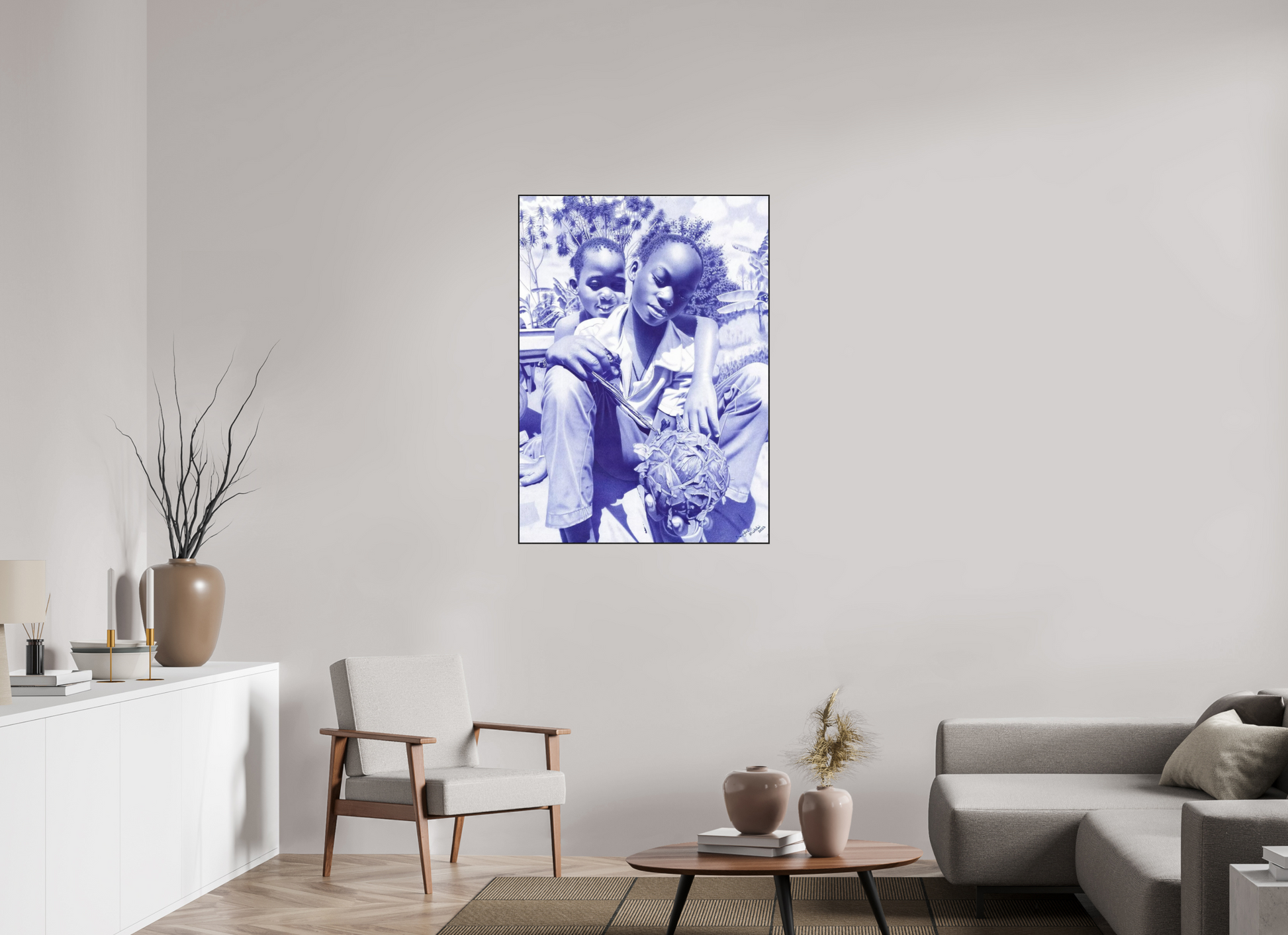 80 x 111,3 cm, Fine Art Print On Alu-Dibond Framed With Artbox Black The Villager I - Fine Art Print On Alu-Dibond