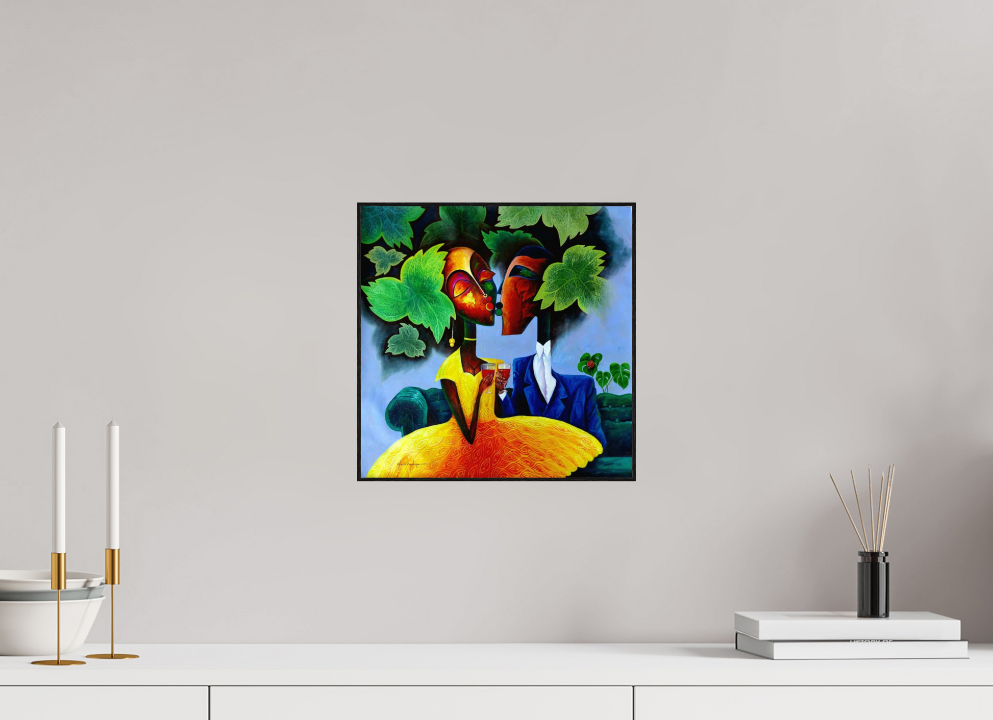 30 x 30 cm, Fine Art Print On Alu-Dibond Framed With Artbox Black Harmony I - Fine Art Print On Alu-Dibond