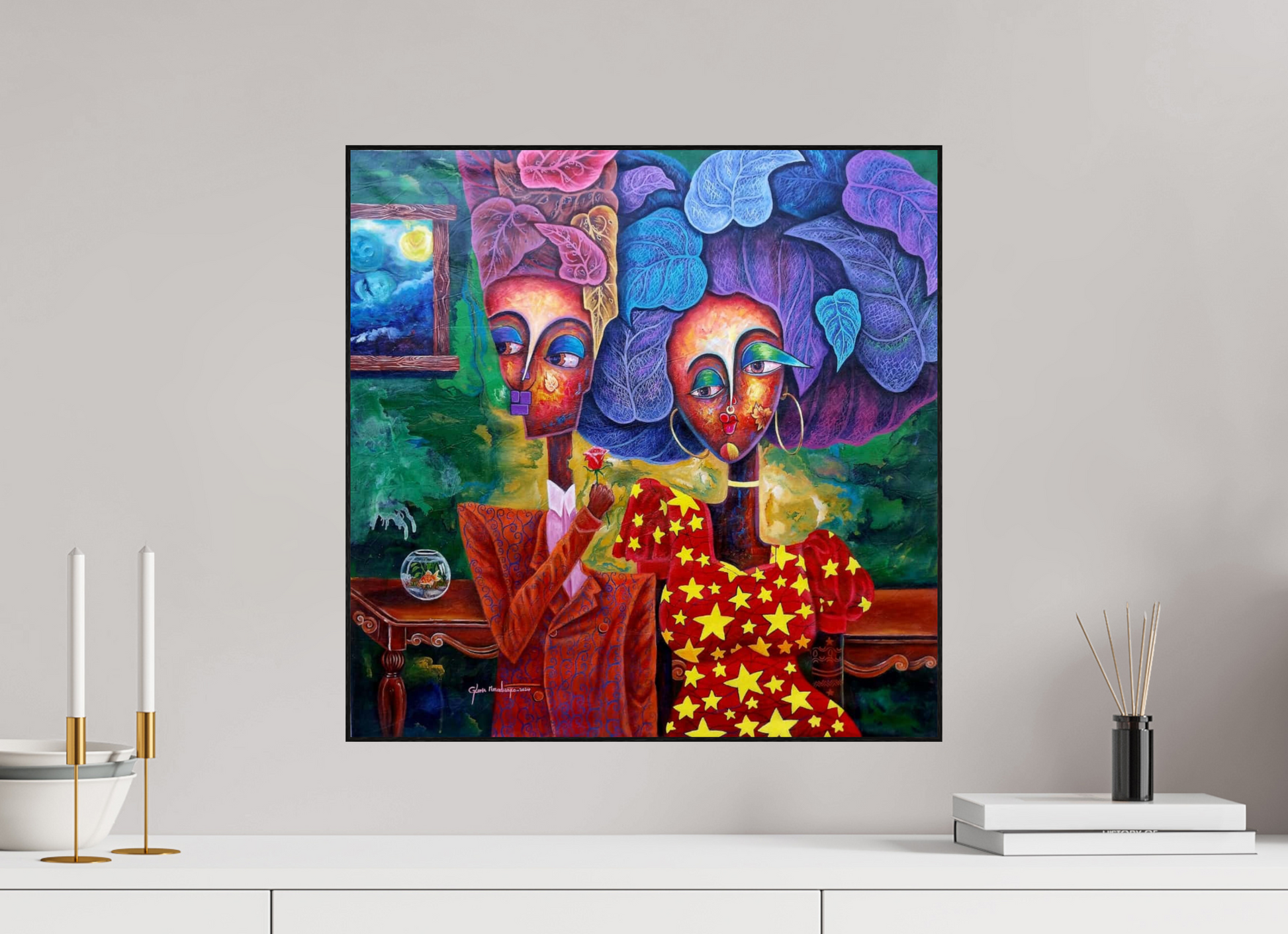 50 x 50 cm, Fine Art Print On Alu-Dibond Framed With Artbox Black Harmony II - Fine Art Print On Alu-Dibond