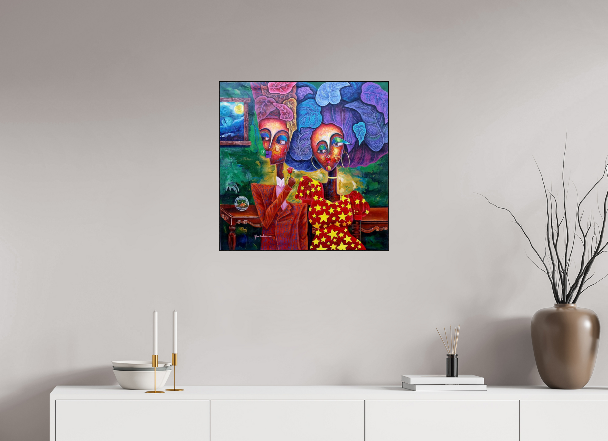 60 x 60 cm, Fine Art Print On Alu-Dibond Framed With Artbox Black Harmony II - Fine Art Print On Alu-Dibond