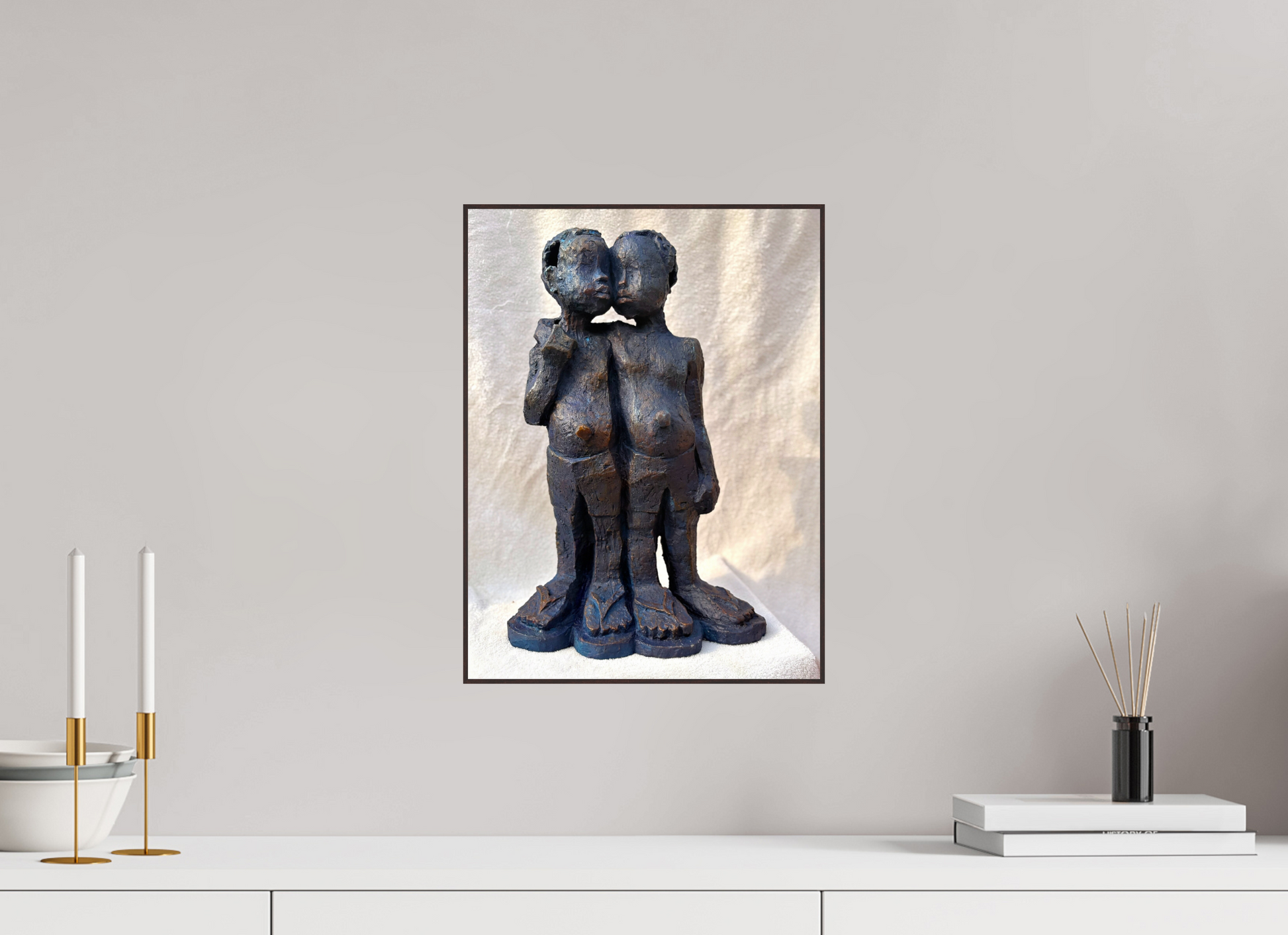 30 x 40 cm, Fine Art Print On Alu-Dibond Framed With Artbox Brown Love And Friendship I - Fine Art Print On Alu-Dibond