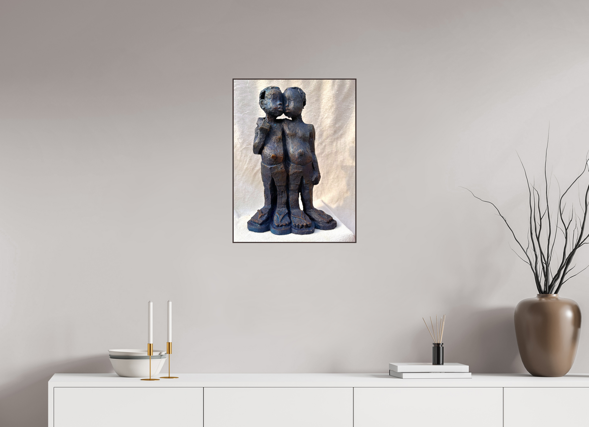 45 x 60 cm, Fine Art Print On Alu-Dibond Framed With Artbox Brown Love And Friendship I - Fine Art Print On Alu-Dibond