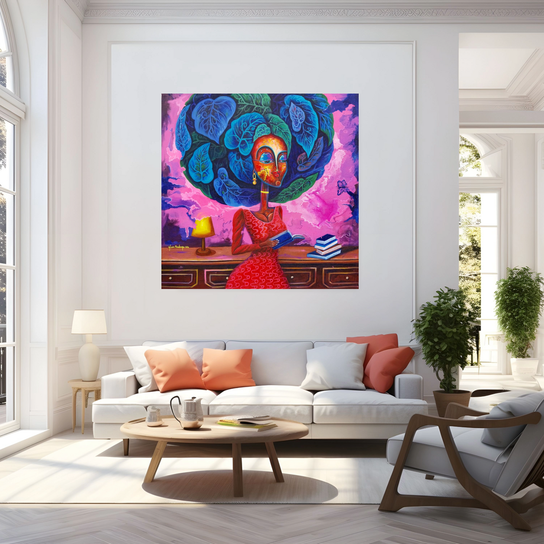 Alu-Dibond Fine Art Print Of Original Mixed Media Painting Back To Reading Culture 2