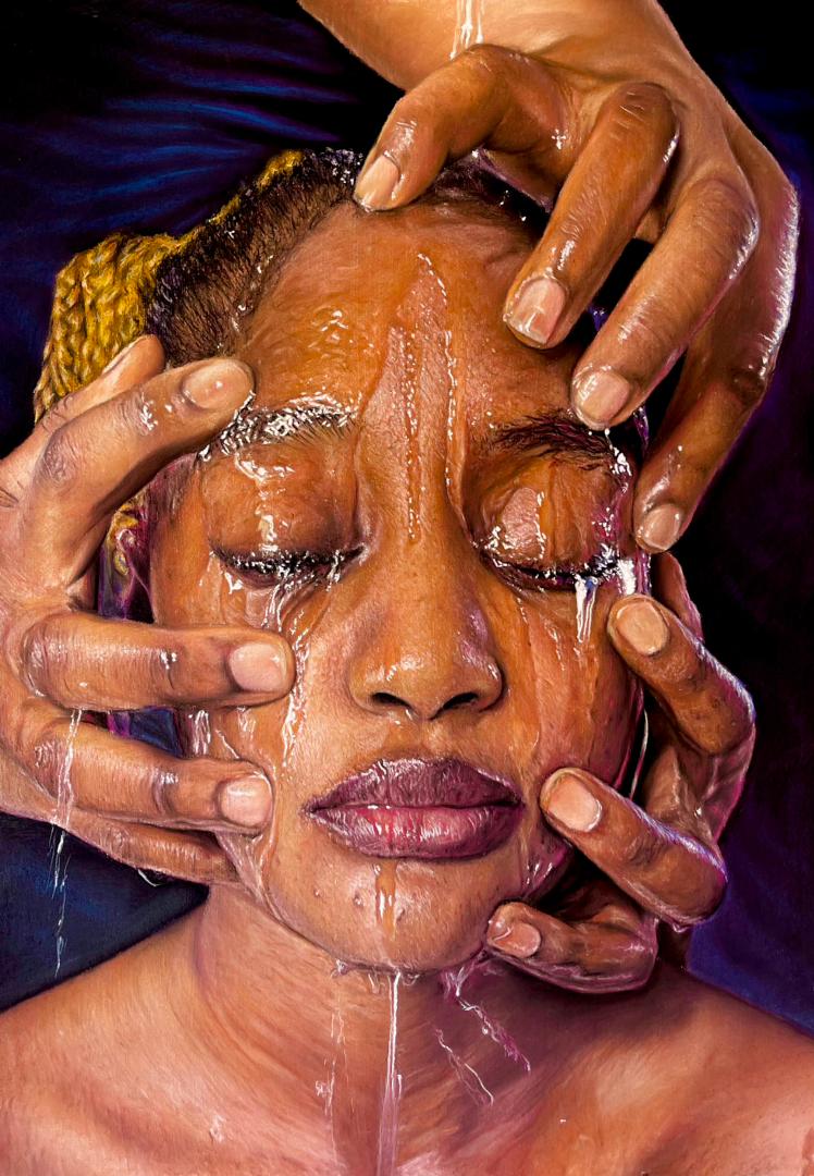 Discover the african pastel artwork "Breath". Where acceptance meets Exhaustion.