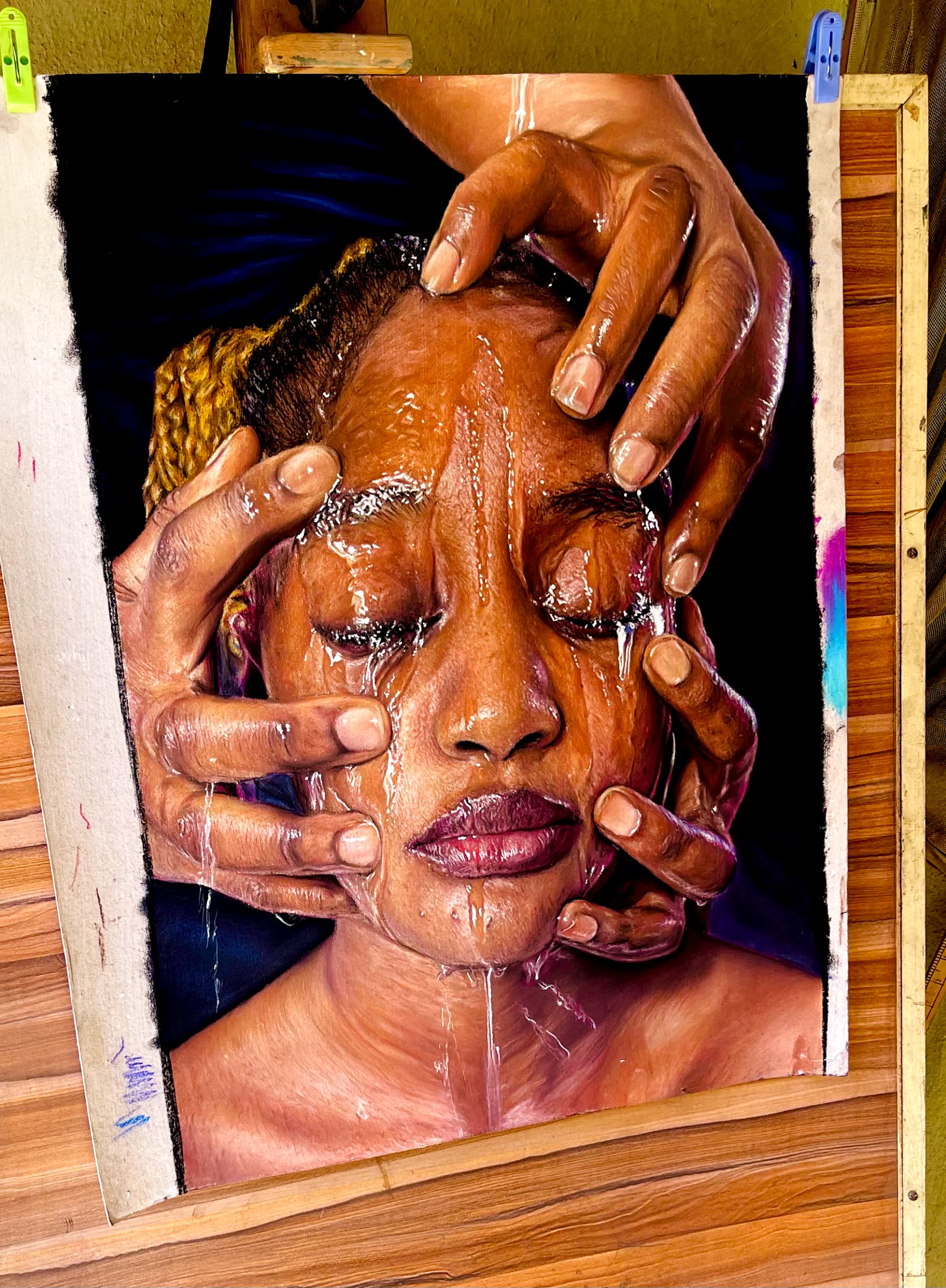 Discover the african pastel artwork "Breath". Where acceptance meets Exhaustion.