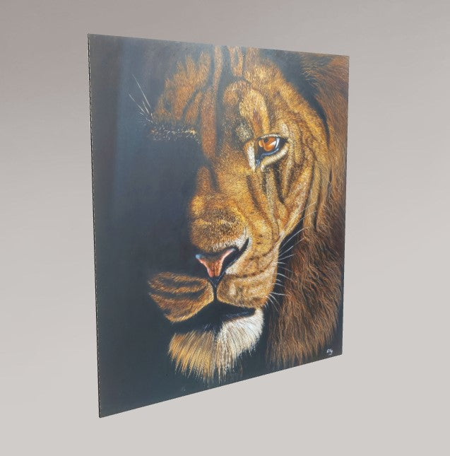 Alu-Dibond Fine Art Print Of Original Acrylic Painting Lion