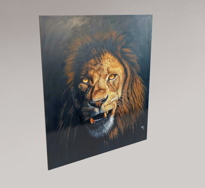 Alu-Dibond Fine Art Print Of Original Acrylic Painting Lion