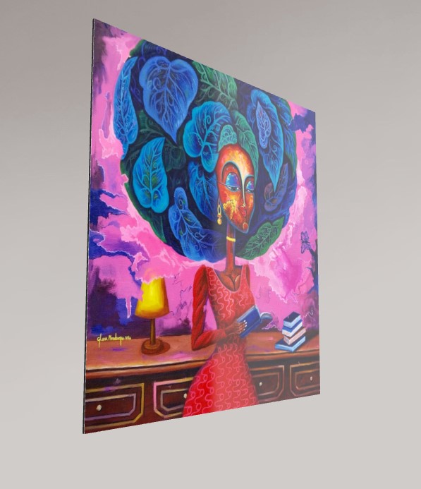 Alu-Dibond Fine Art Print Of Original Mixed Media Painting Back To Reading Culture 2