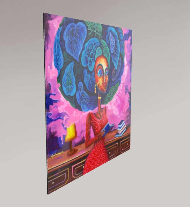 Alu-Dibond Fine Art Print Of Original Mixed Media Painting Back To Reading Culture 2