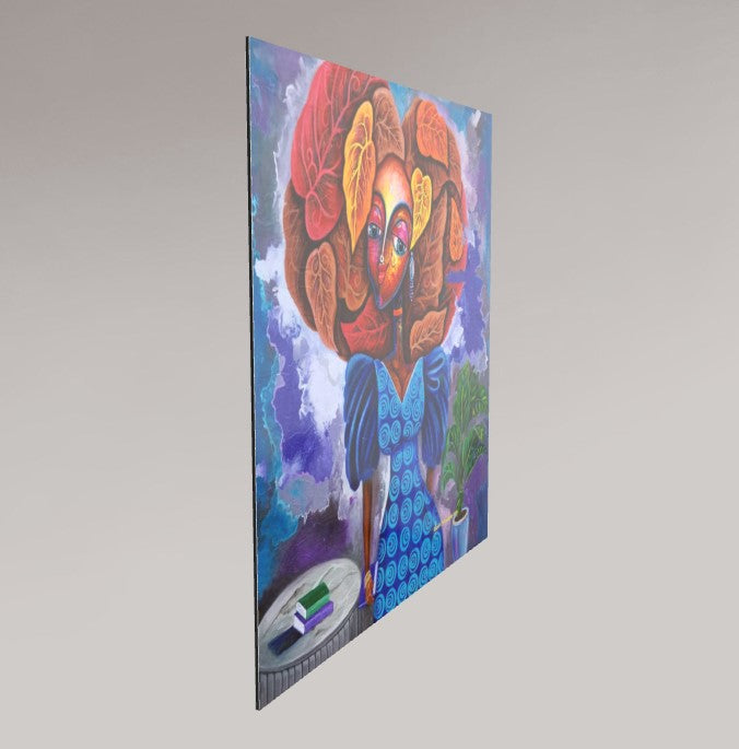 Alu-Dibond Fine Art Print Of Original Mixed Media Painting Back To Reading Culture 1