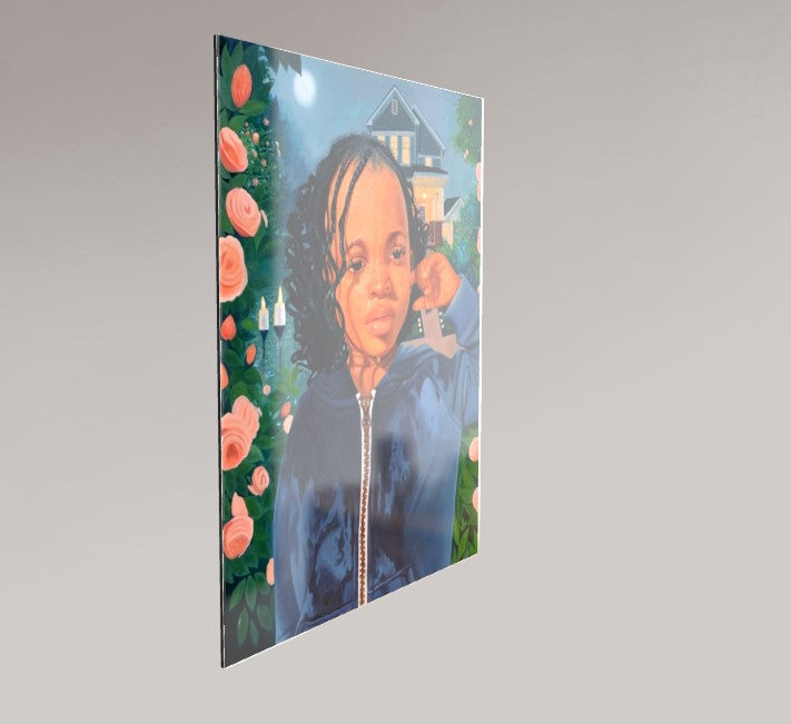 Acryglas Fine Art Print Of Original Oil Painting Moonlight Garden