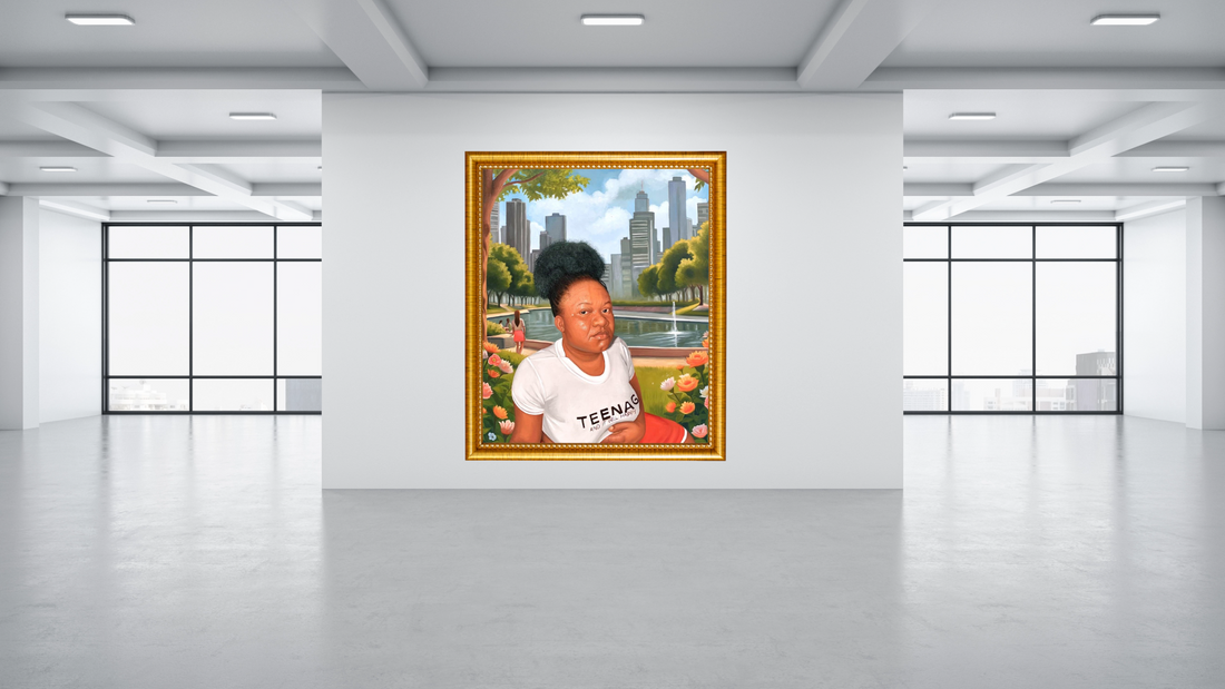 In Her Eyes, A Thousand Stories : African Oil Painting For Sale 