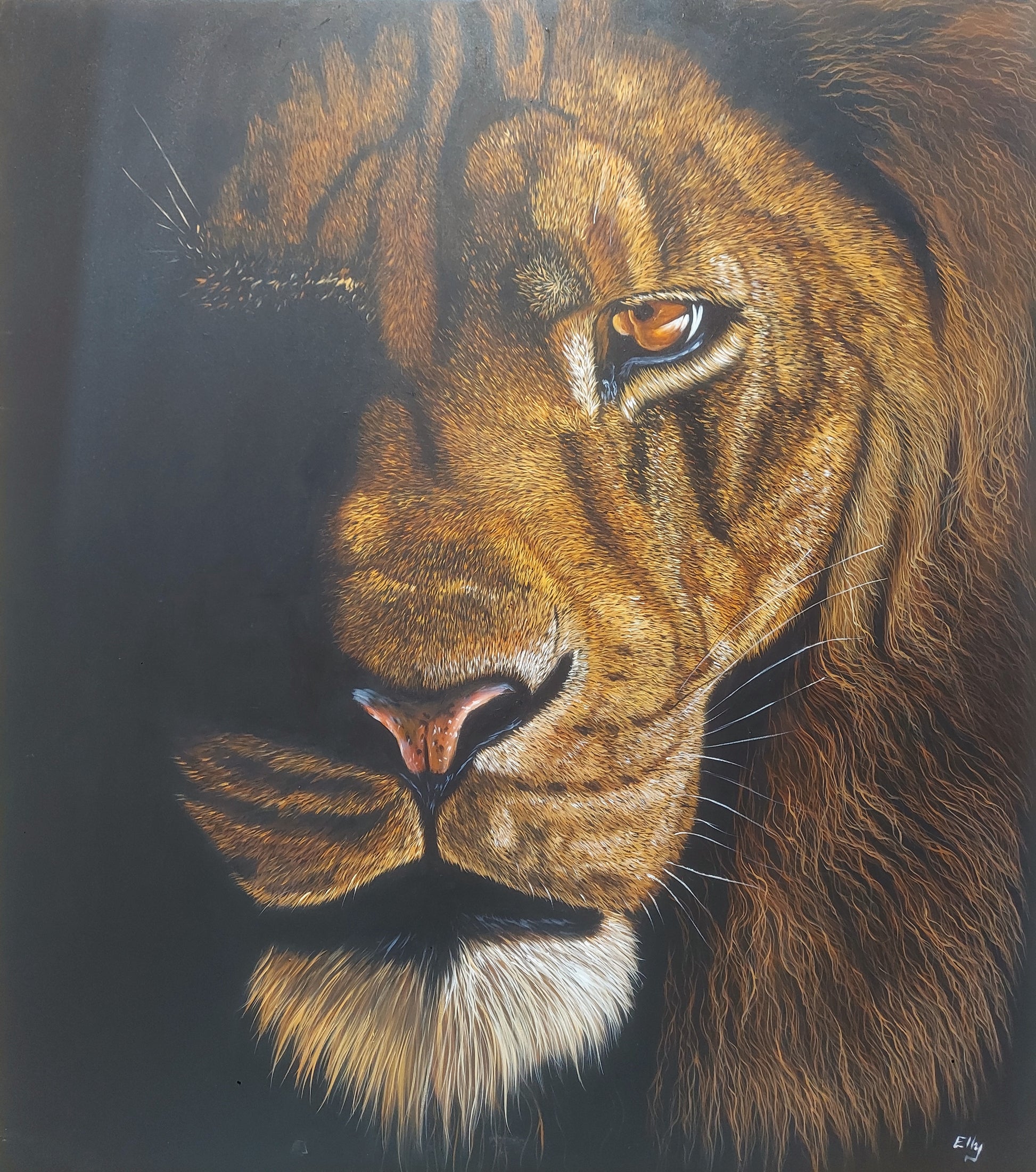 Alu-Dibond Fine Art Print Of Original Acrylic Painting Lion