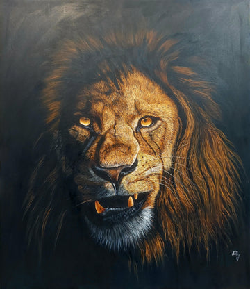 Alu-Dibond Fine Art Print Of Original Acrylic Painting Lion