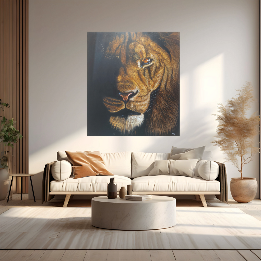 Alu-Dibond Fine Art Print Of Original Acrylic Painting Lion