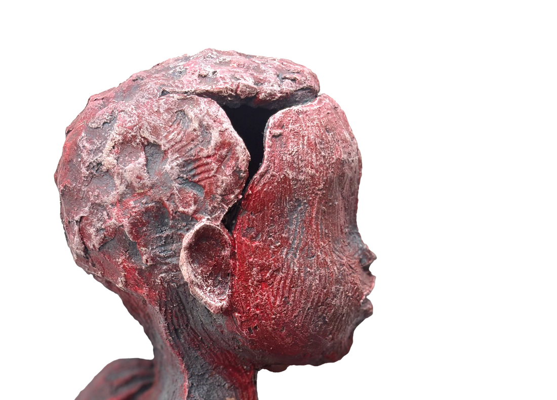 Clay With Pigment Sculpture "Love And Responsability"