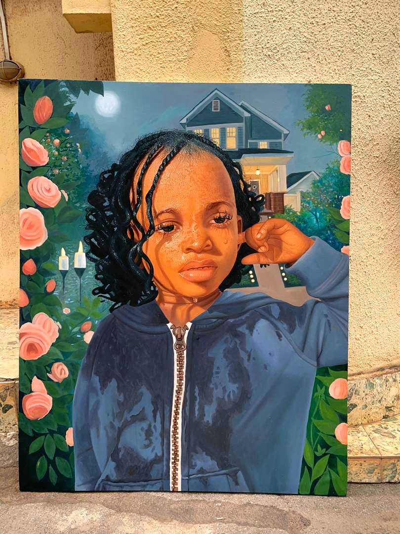 Moolight Garden : African Oil Painting For Sale