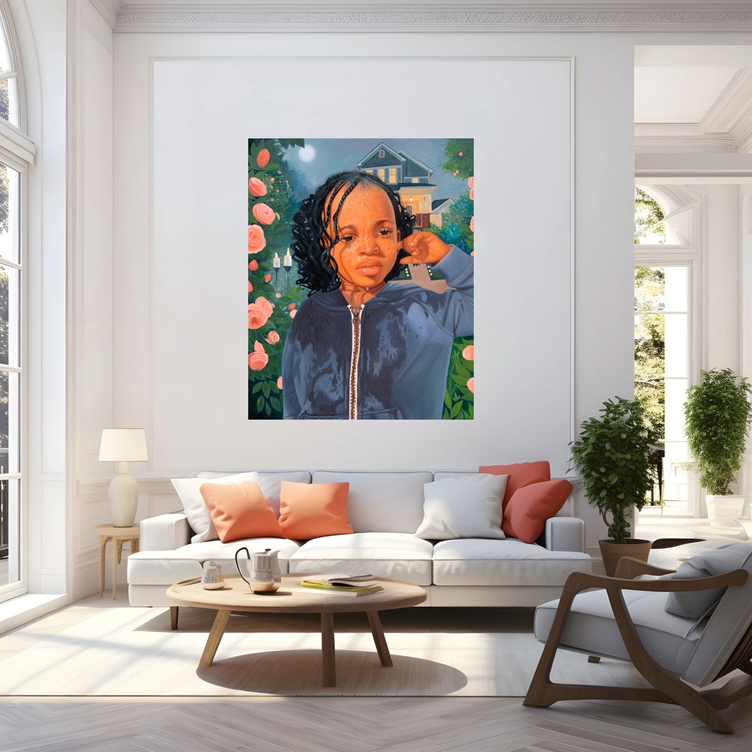 Acryglas Fine Art Print Of Original Oil Painting Moonlight Garden