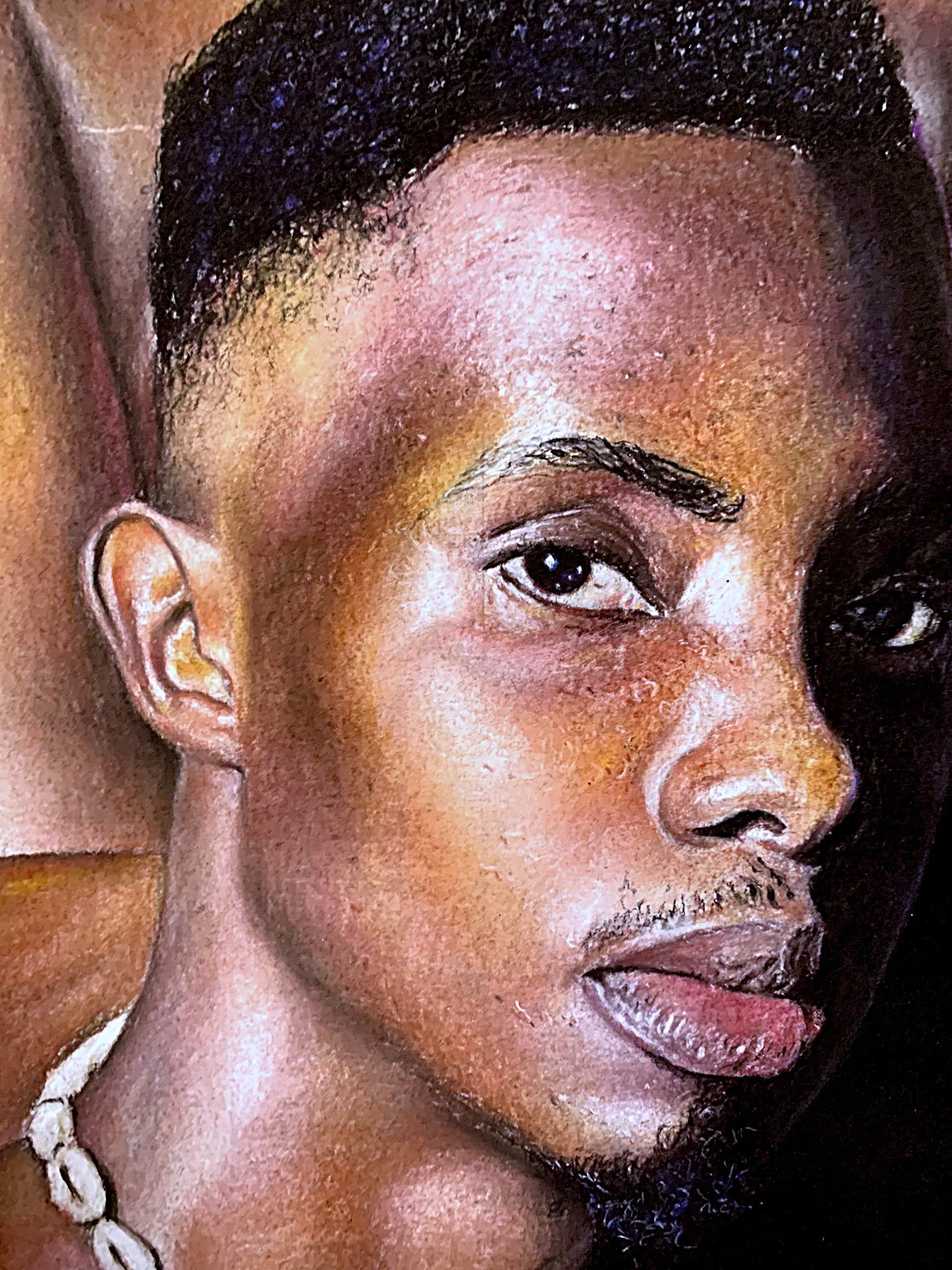  Hyperrealistic African Pastel Painting For Sale