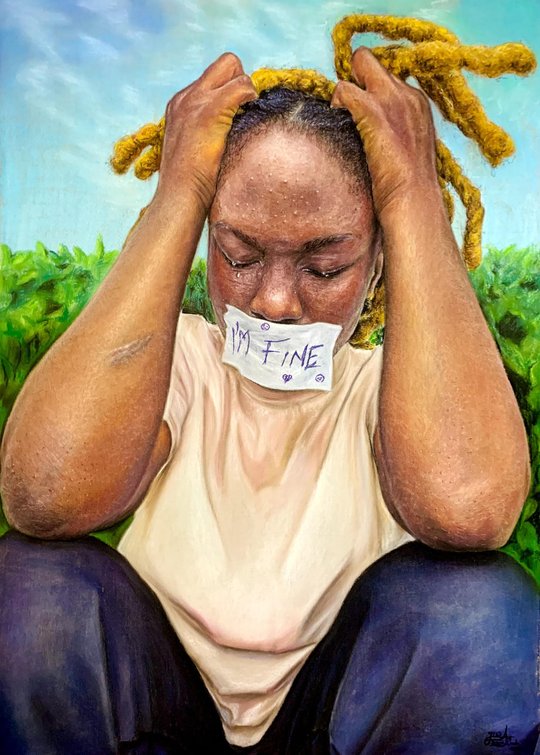 Perplexity: Pastel Painting By Joseph Egheosa Ifada (From The Series Peace In Chaos, Exploring Mental Health)