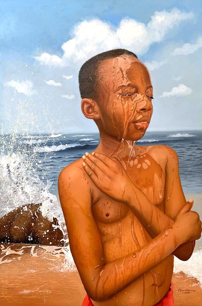 Shower Of Blessing : African Oil Painting For Sale 