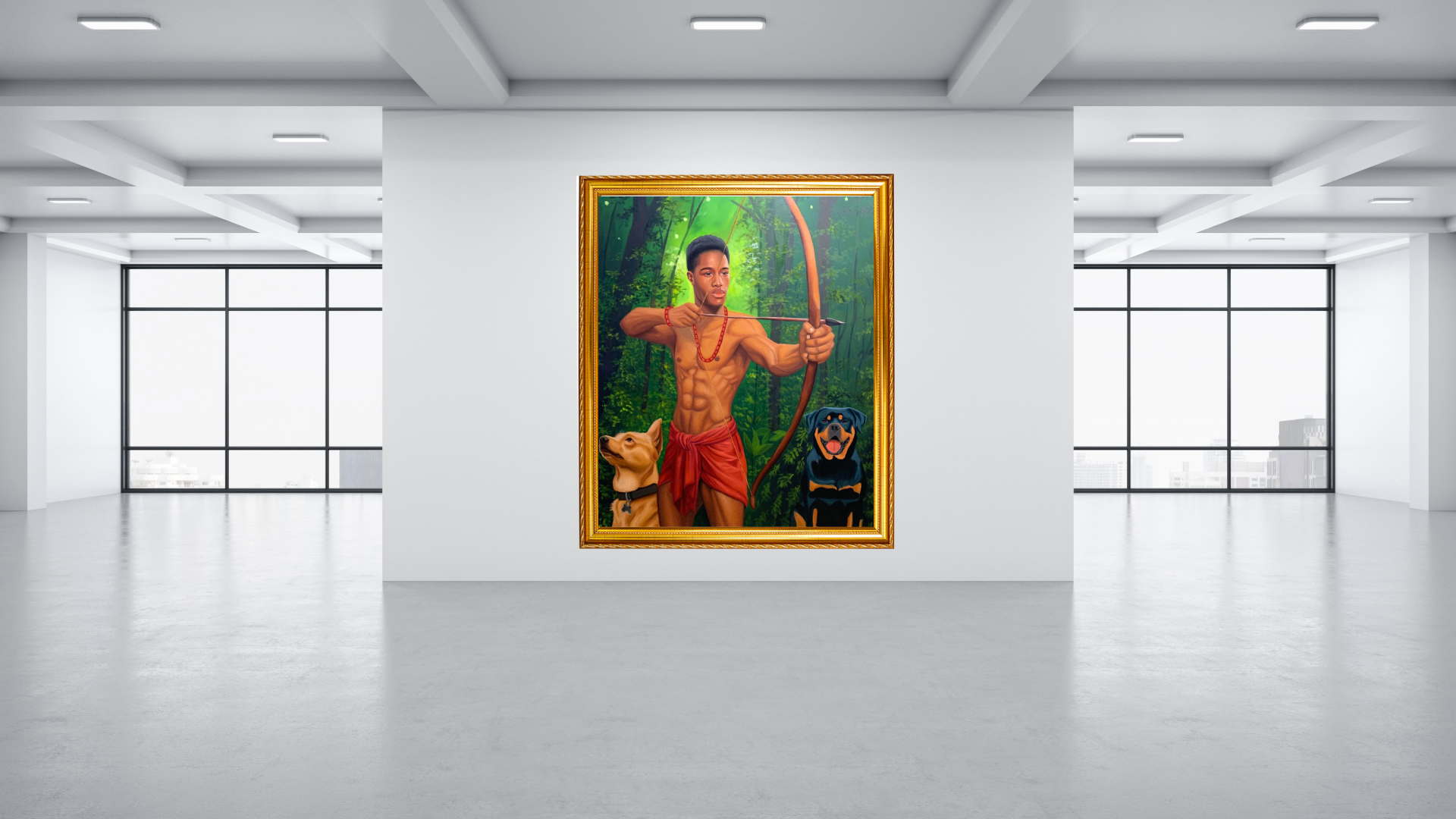 The Hunter : African Oil Painting For Sale