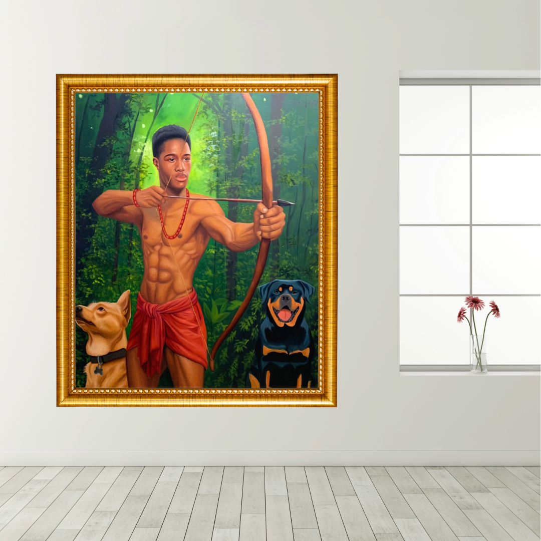 The Hunter : African Oil Painting For Sale