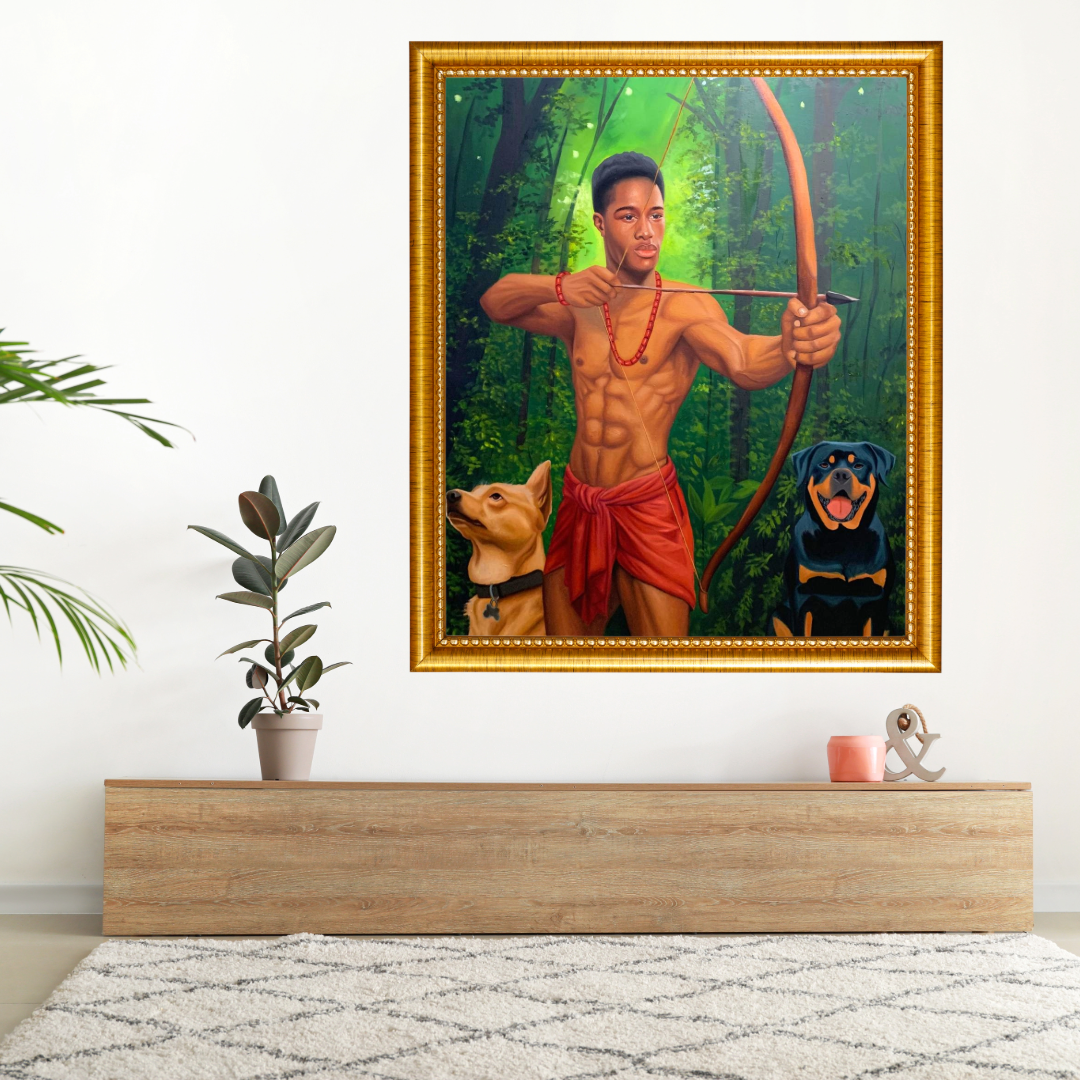 The Hunter : African Oil Painting For Sale