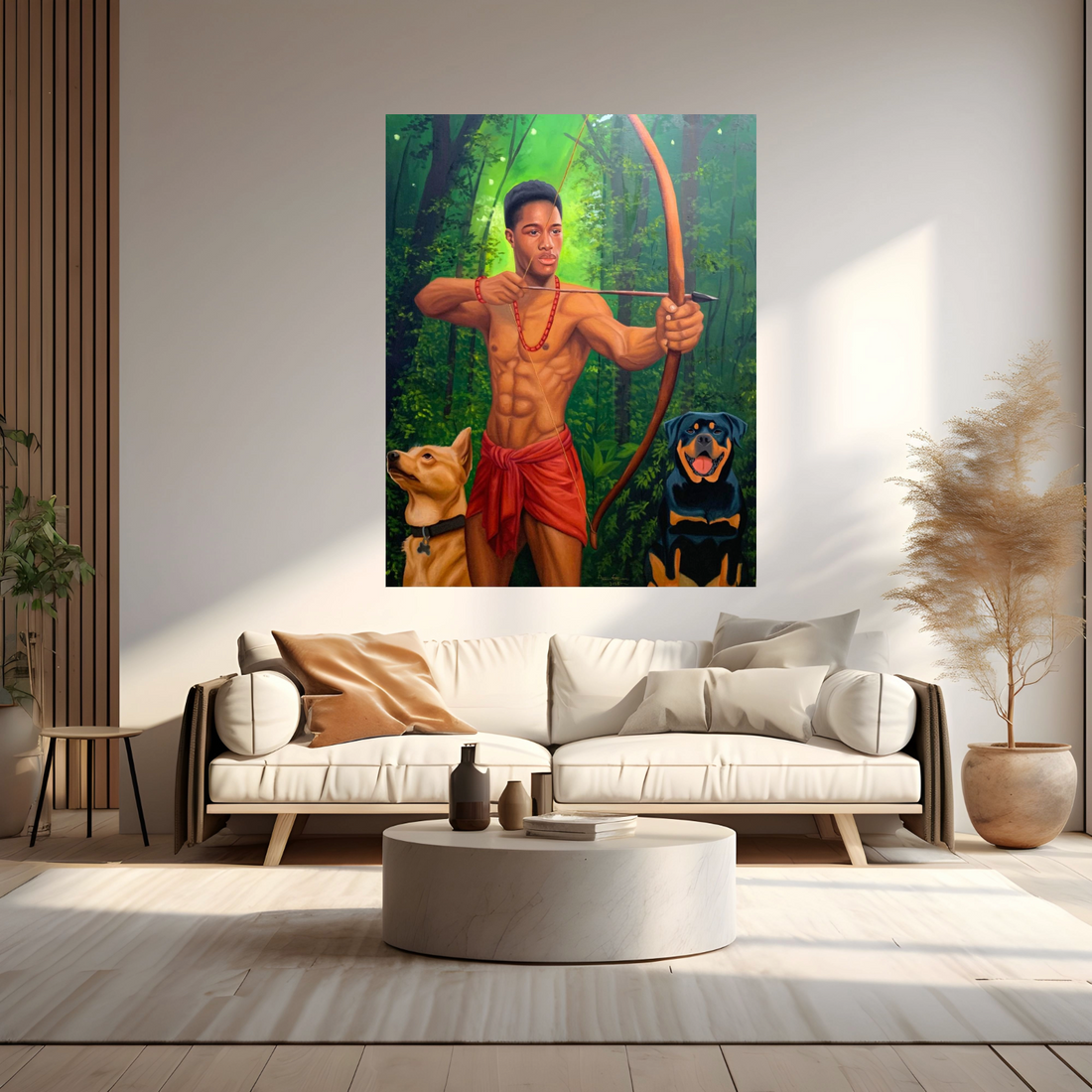 The Hunter : African Oil Painting For Sale