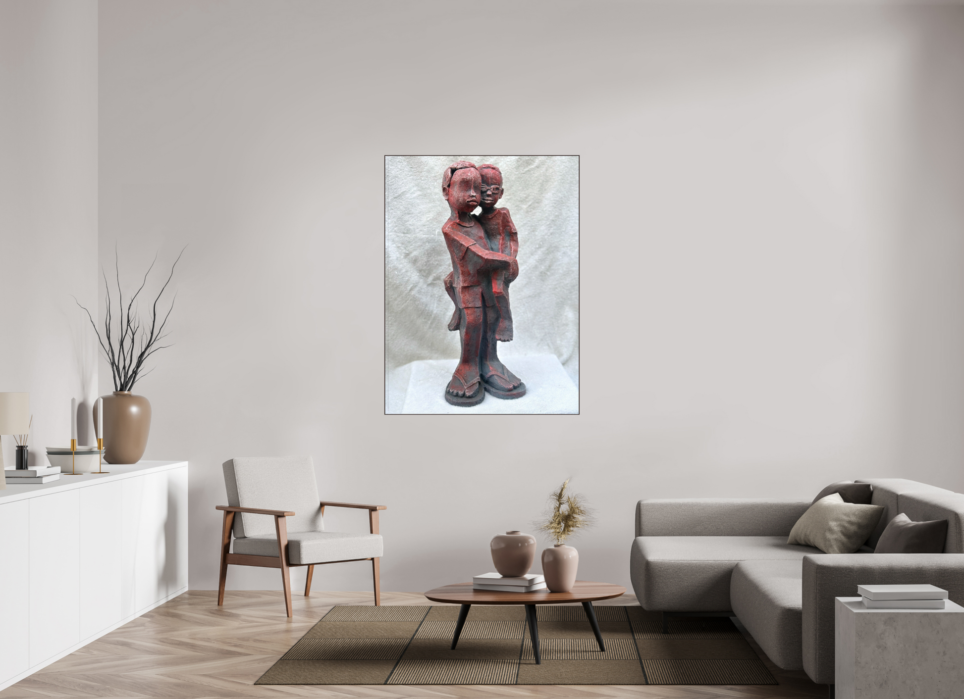 105 x 140 cm, Fine Art Print On Alu-Dibond Framed With Artbox Brown Love And Responsibility - Fine Art Print On Alu-Dibond