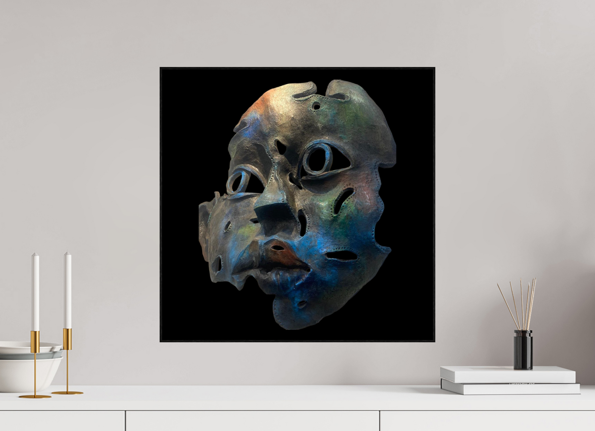 50 x 50 cm, Fine Art Print On Alu-Dibond Framed With Artbox Black Scars Of Identity - Fine Art Print On Alu-Dibond