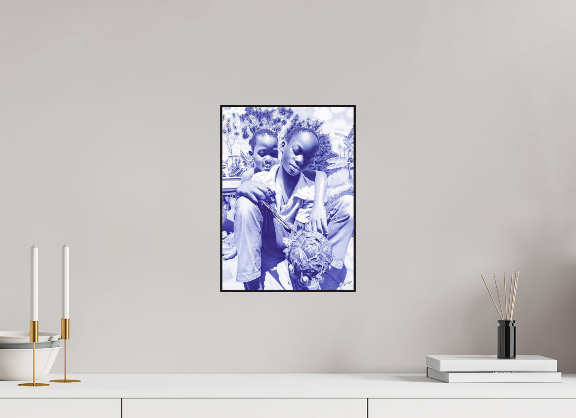 25 x 34,8 cm, Fine Art Print On Alu-Dibond Framed With Artbox Black The Villager I - Fine Art Print On Alu-Dibond