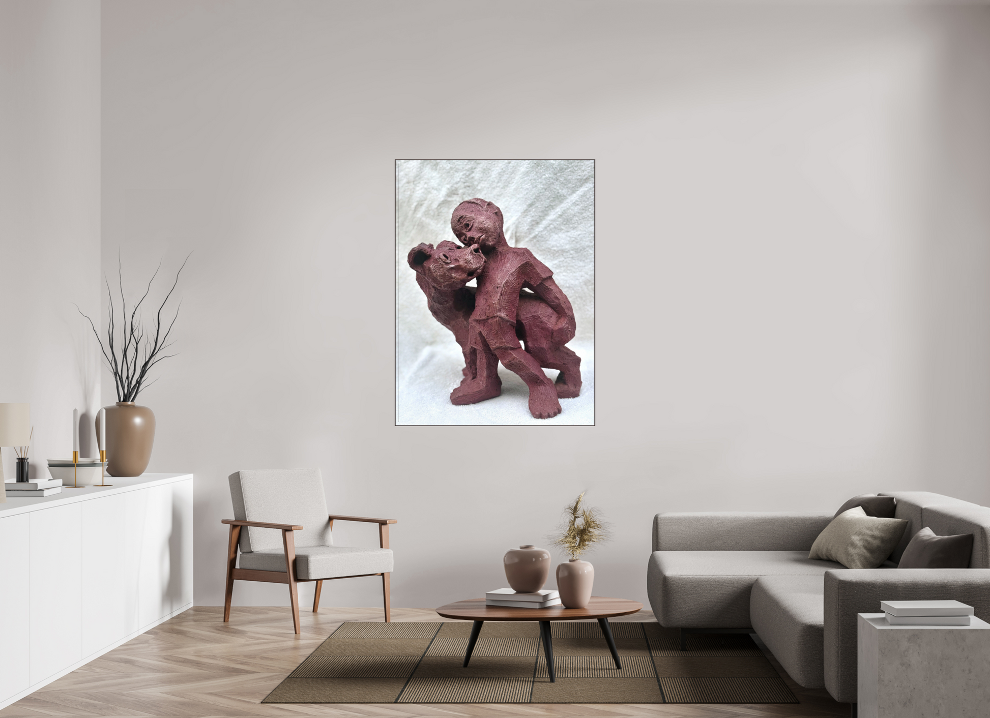 105 x 140 cm, Fine Art Print On Alu-Dibond Framed With Artbox Brown Friendship - Fine Art Print On Alu-Dibond