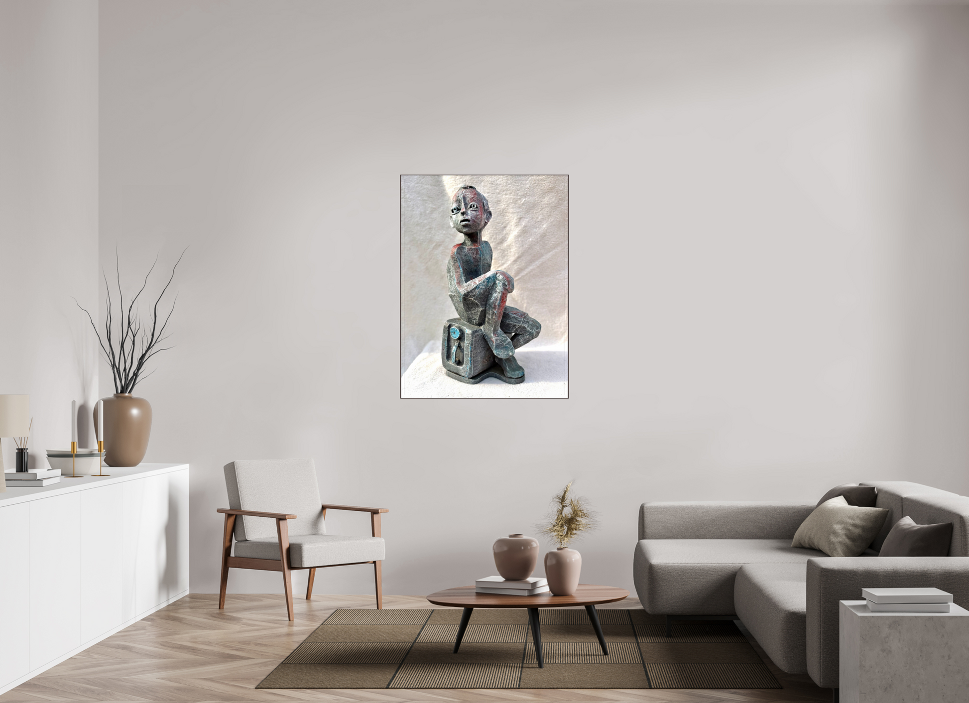 90 x 120 cm, Fine Art Print On Alu-Dibond Framed With Artbox Brown Nostalgia - Fine Art Print On Alu-Dibond