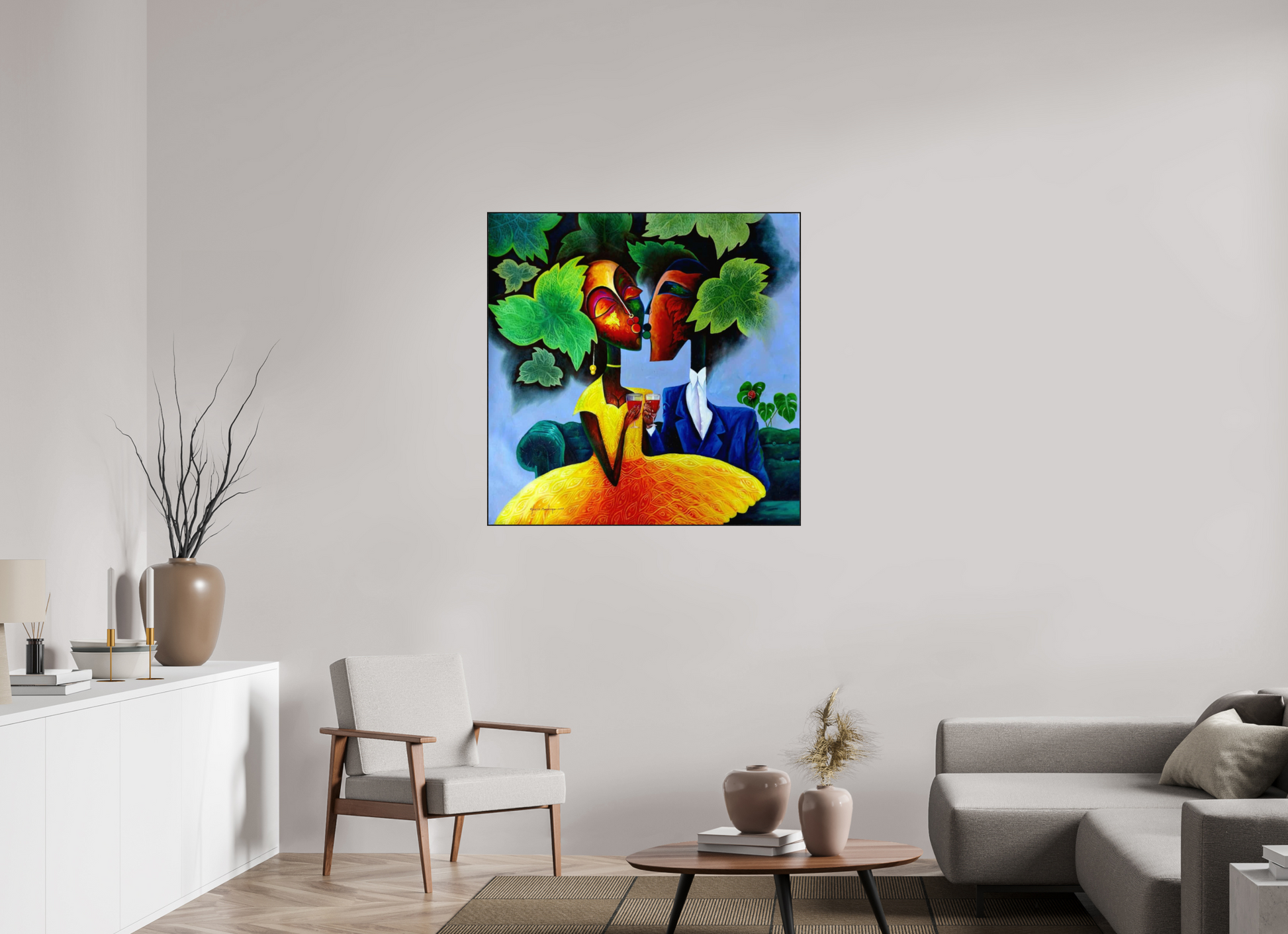 100 x 100 cm, Fine Art Print On Alu-Dibond Framed With Artbox Black Harmony I - Fine Art Print On Alu-Dibond