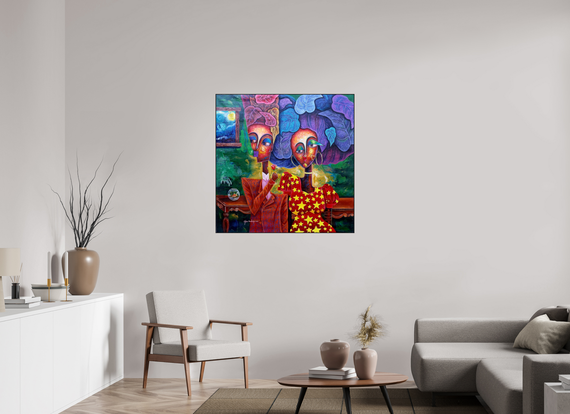 100 x 100 cm, Fine Art Print On Alu-Dibond Framed With Artbox Black Harmony II - Fine Art Print On Alu-Dibond