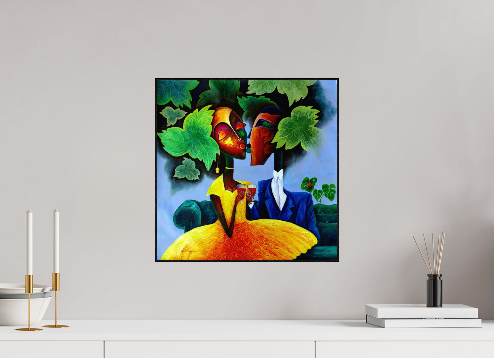 40 x 40 cm, Fine Art Print On Alu-Dibond Framed With Artbox Black Harmony I - Fine Art Print On Alu-Dibond