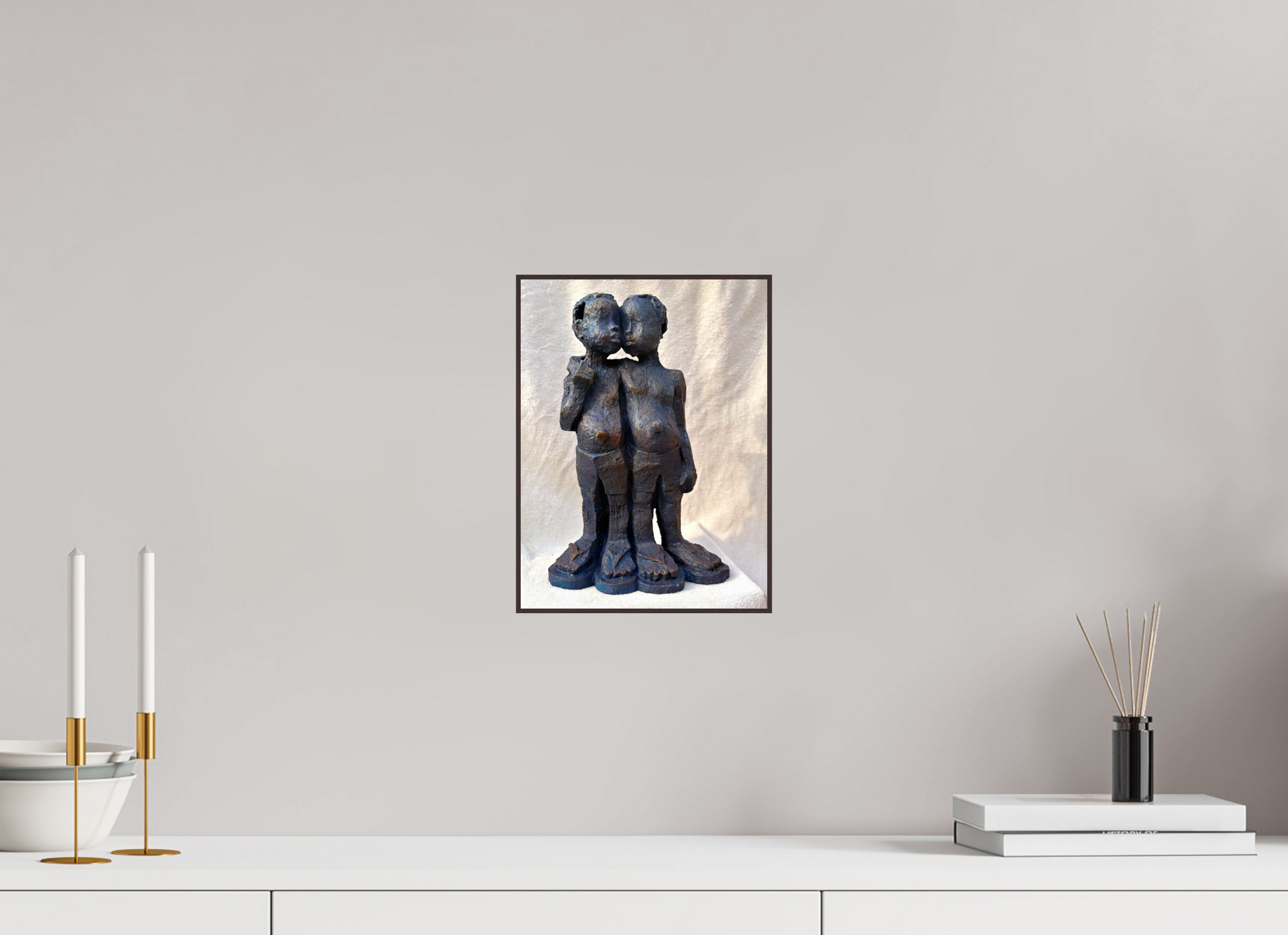 21 x 28 cm, Fine Art Print On Alu-Dibond Framed With Artbox Brown Love And Friendship I - Fine Art Print On Alu-Dibond