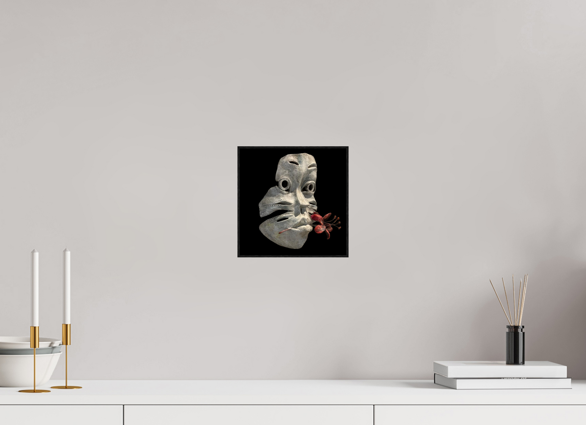 20 x 20 cm, Fine Art Print On Alu-Dibond Framed With Artbox Black Floral Dream - Fine Art Print On Alu-Dibond