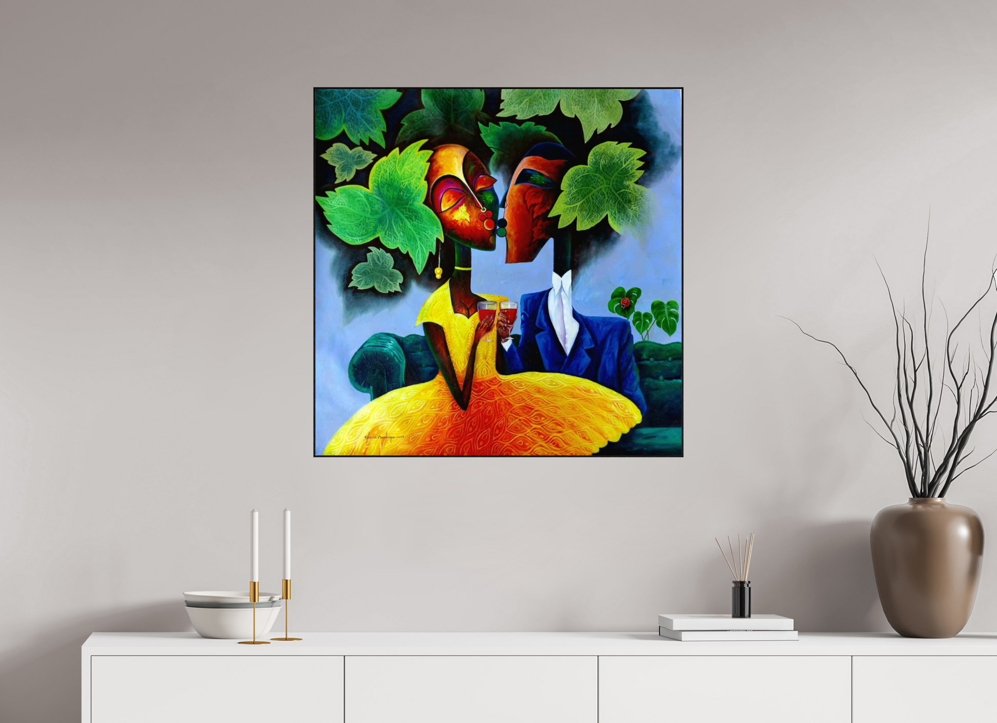80 x 80 cm, Fine Art Print On Alu-Dibond Framed With Artbox Black Harmony I - Fine Art Print On Alu-Dibond