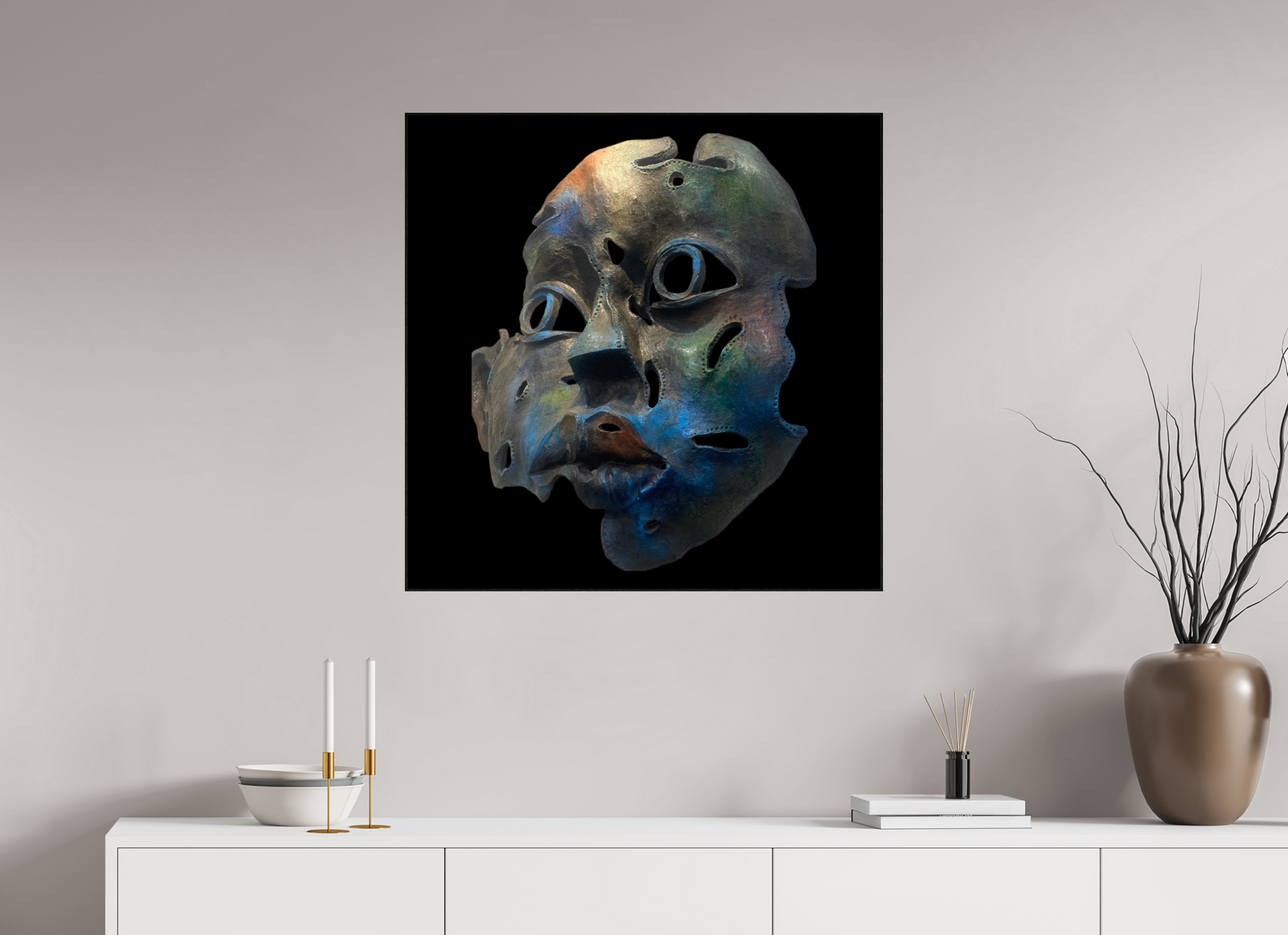 80 x 80 cm, Fine Art Print On Alu-Dibond Framed With Artbox Black Scars Of Identity - Fine Art Print On Alu-Dibond